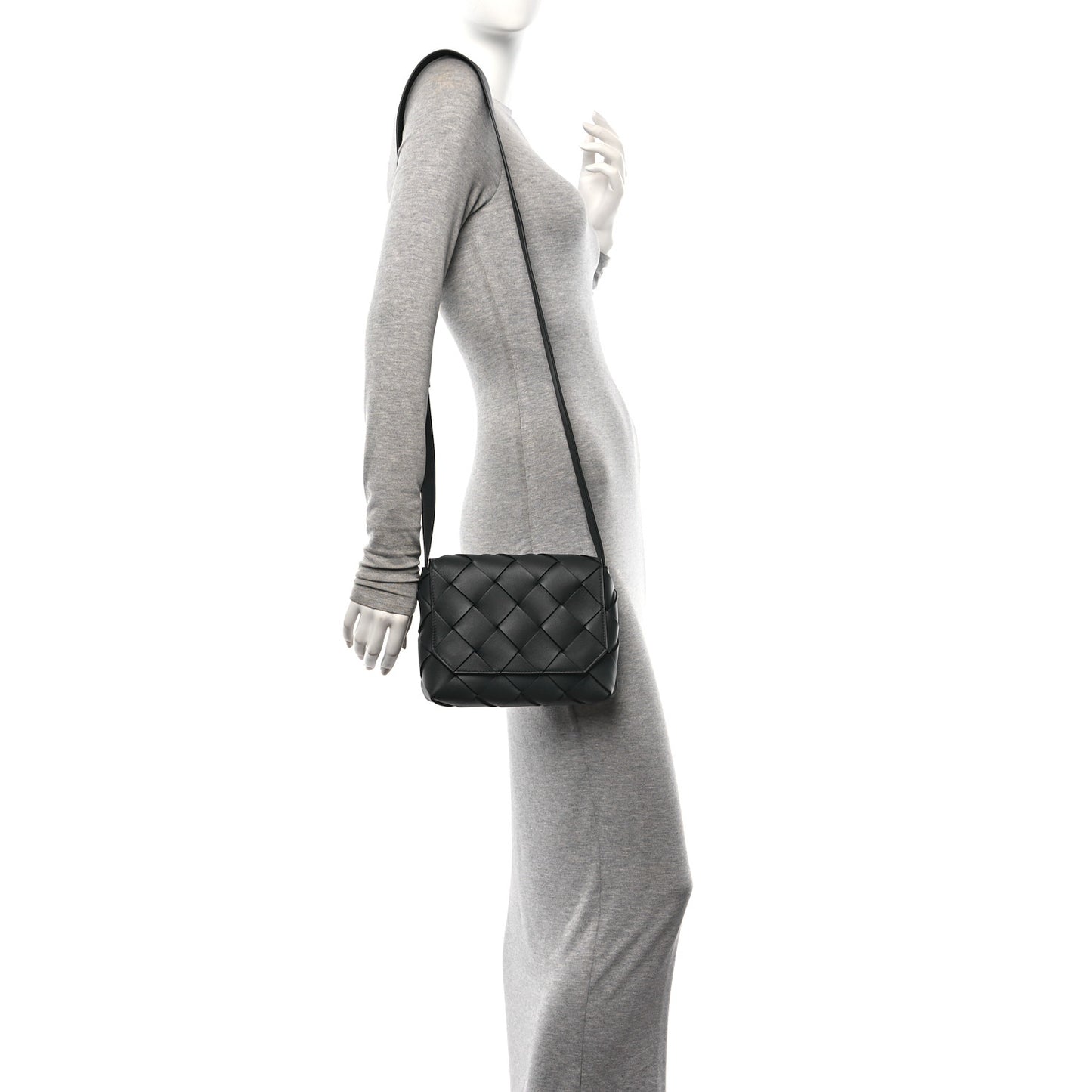 Calfskin Intreccio Diago Crossbody Bag Ardoise