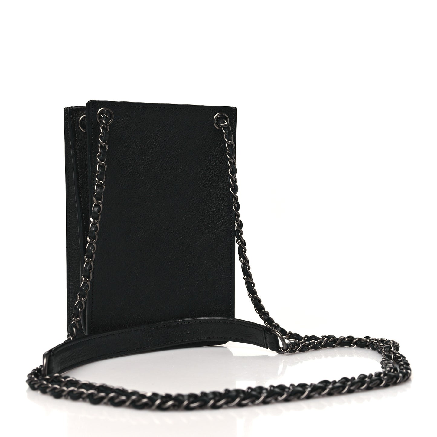 Calfskin CC Phone Holder Crossbody Black
