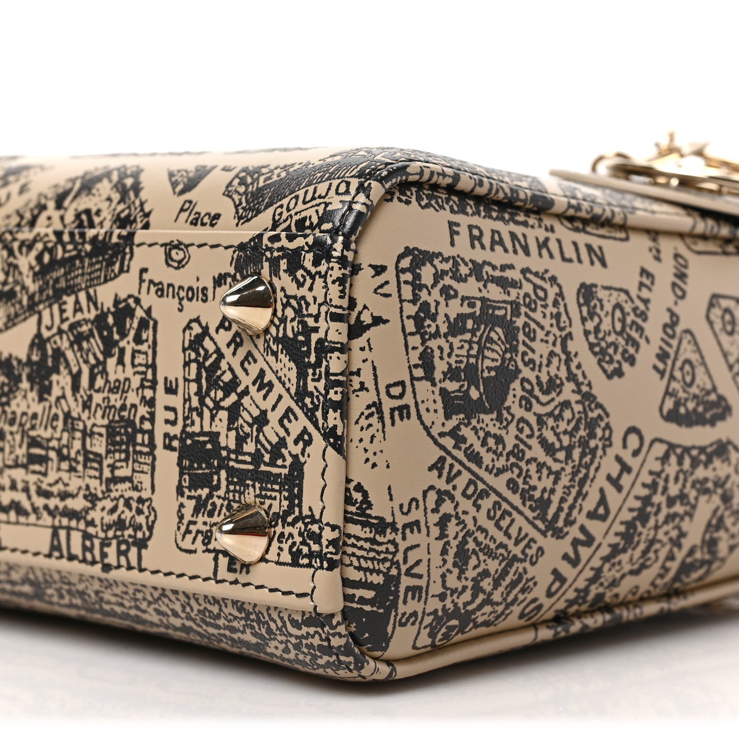 Smooth Calfskin Plan de Paris Printed Small My ABCDior Lady Dior Beige Black