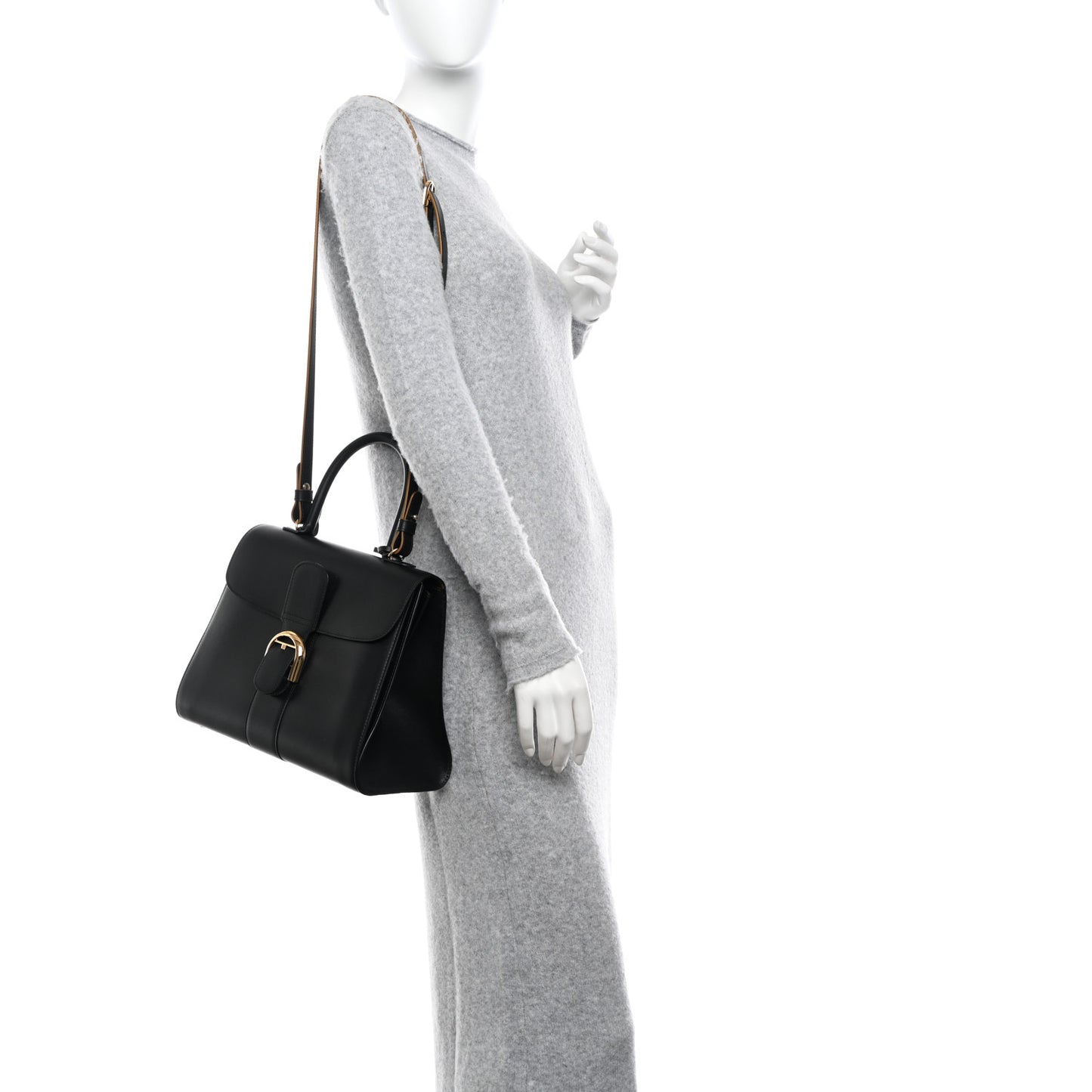 Box Calfskin MM Brillant Satchel Black Gold