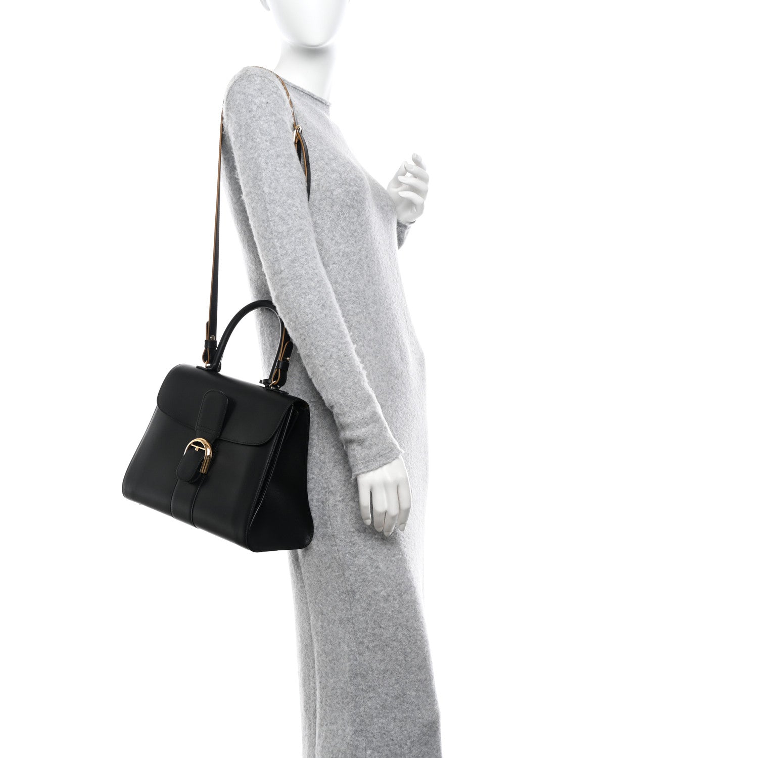 Delvaux Box Calfskin MM Brillant Satchel Black Gold 2 of 10