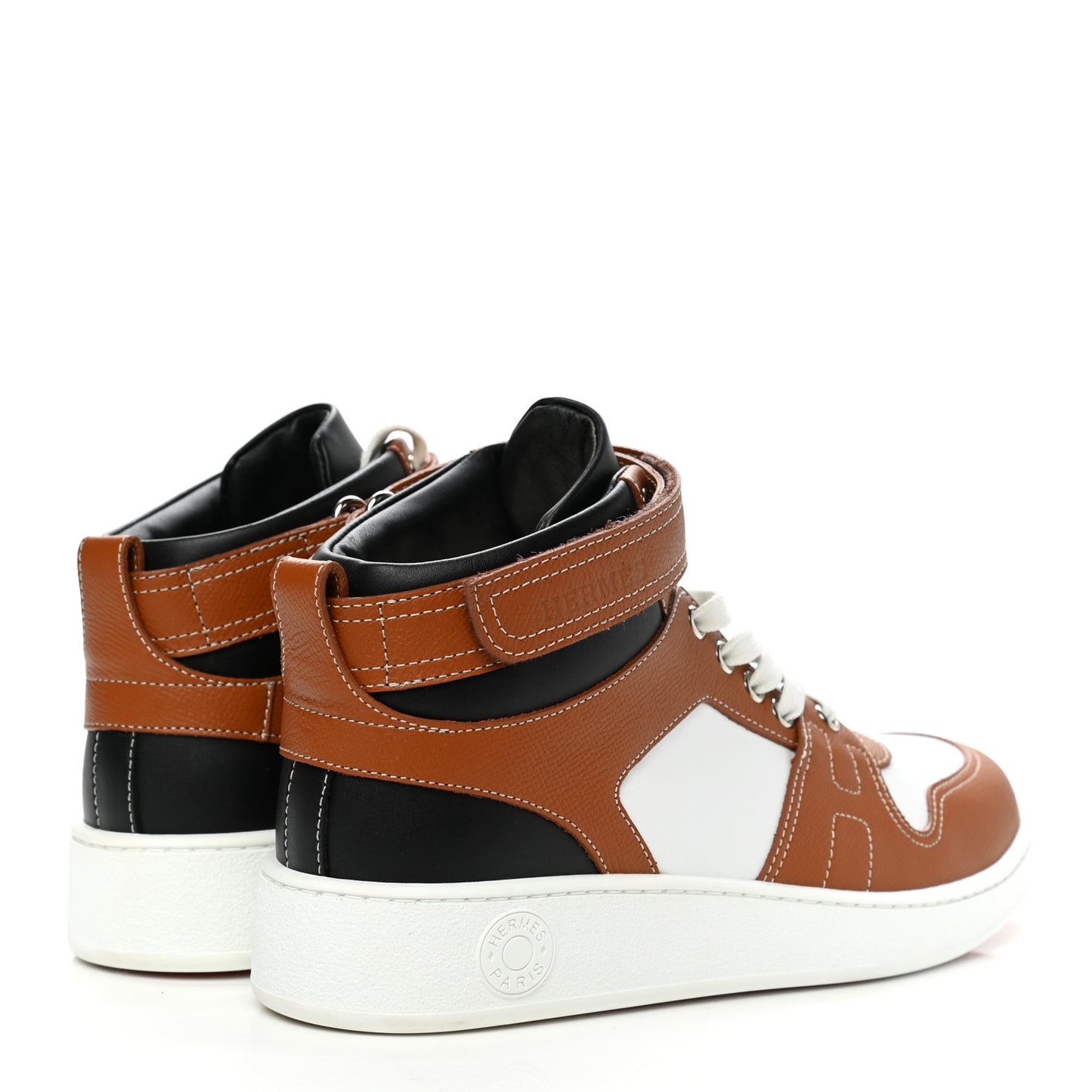 Calfskin Epsom Mens High Top Freestyle Sneakers 39.5 Naturel Multicolore