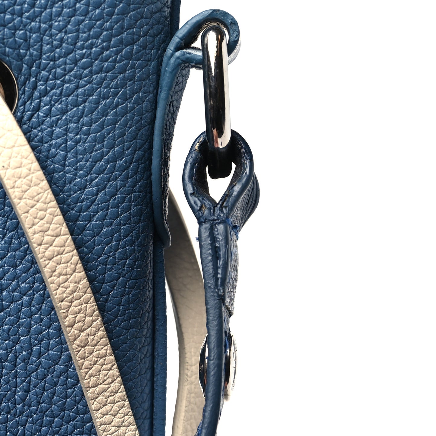 Calfskin Lockme Bucket Blue Jean