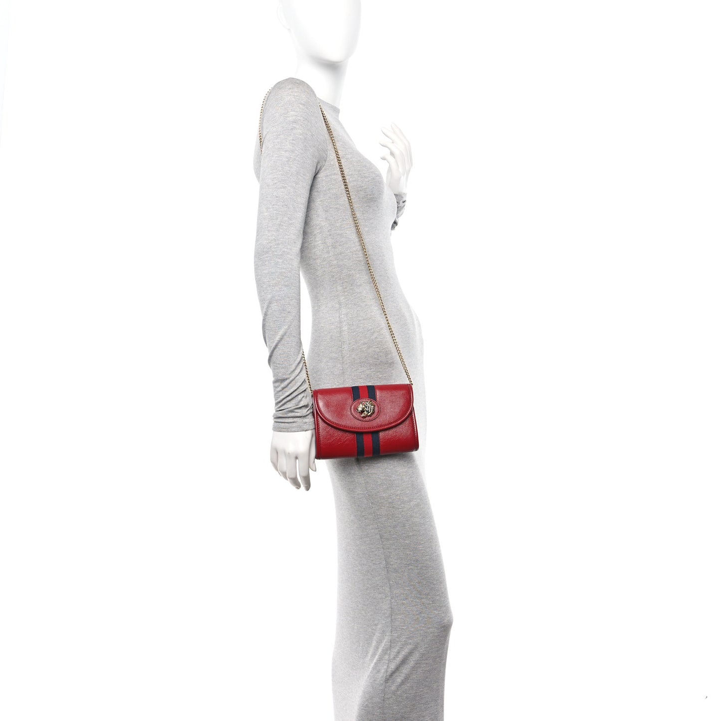 Textured Calfskin Web Mini Rajah Slim Flap Shoulder Bag Romantic Cherry
