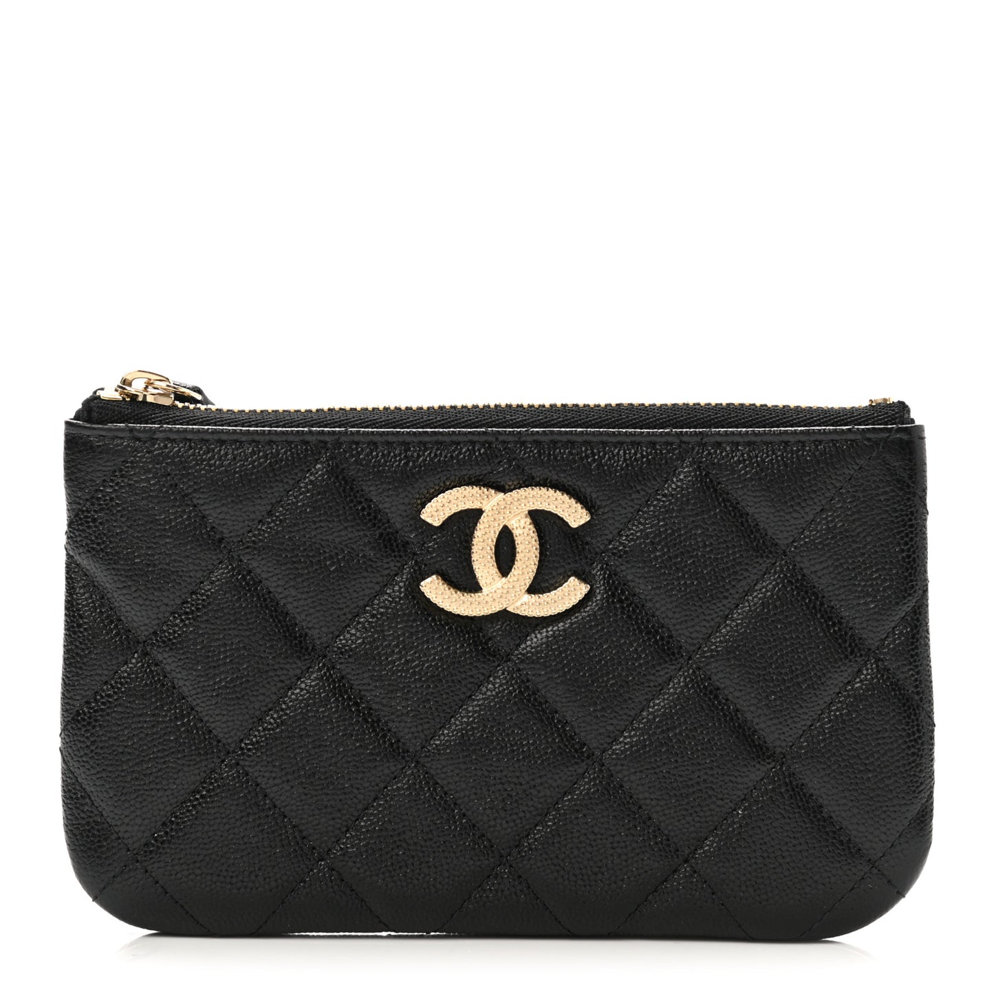 Caviar Quilted Studded CC Small Pouch Black
