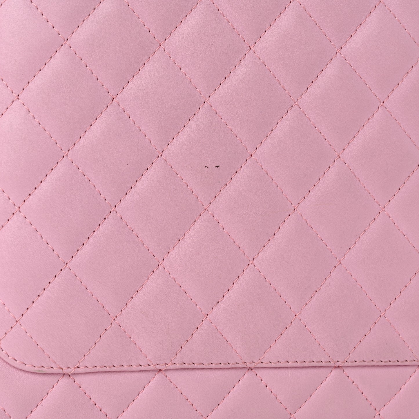 Calfskin Quilted Cambon Flat Tote Pink Black