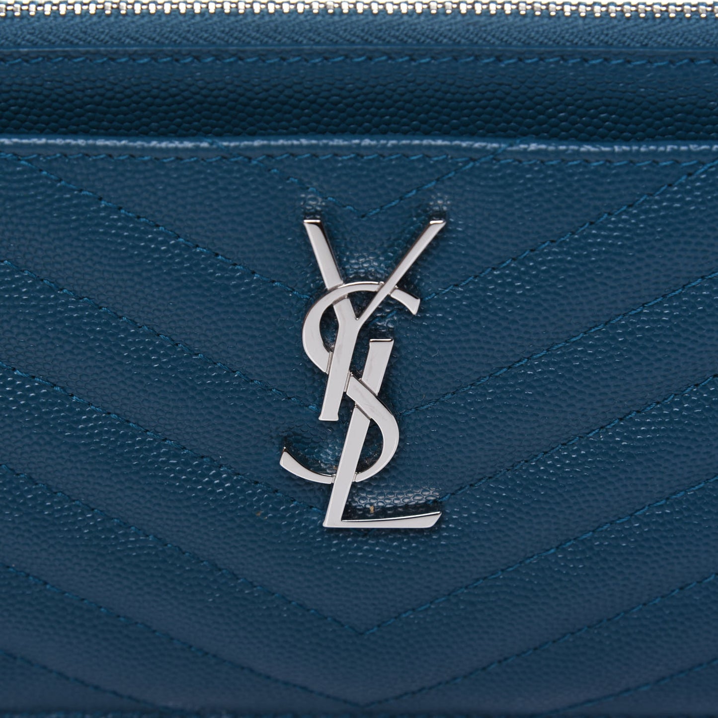 Grain De Poudre Matelasse Chevron Monogram Bill Pouch Peacock Green