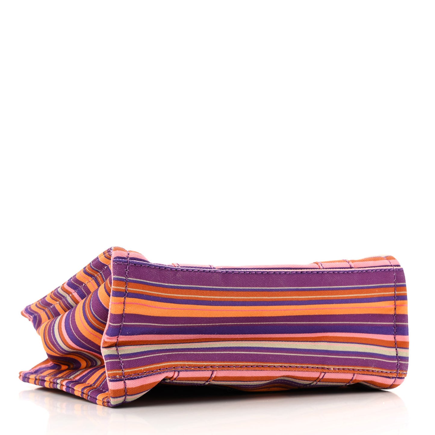 Cotton Canvas Striped Mini The Traveler Tote Bag Purple Multicolor