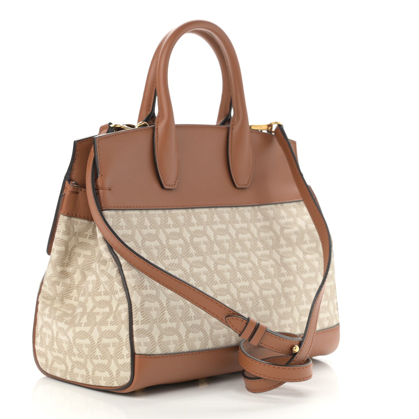Canvas Calfskin Gancini Medium The Studio Bag Beige Brown