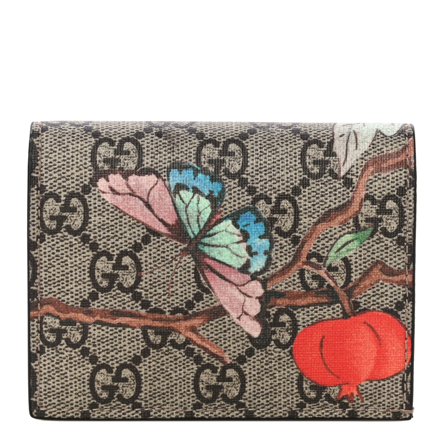GG Supreme Monogram Tian Card Case Beige Multicolor Red