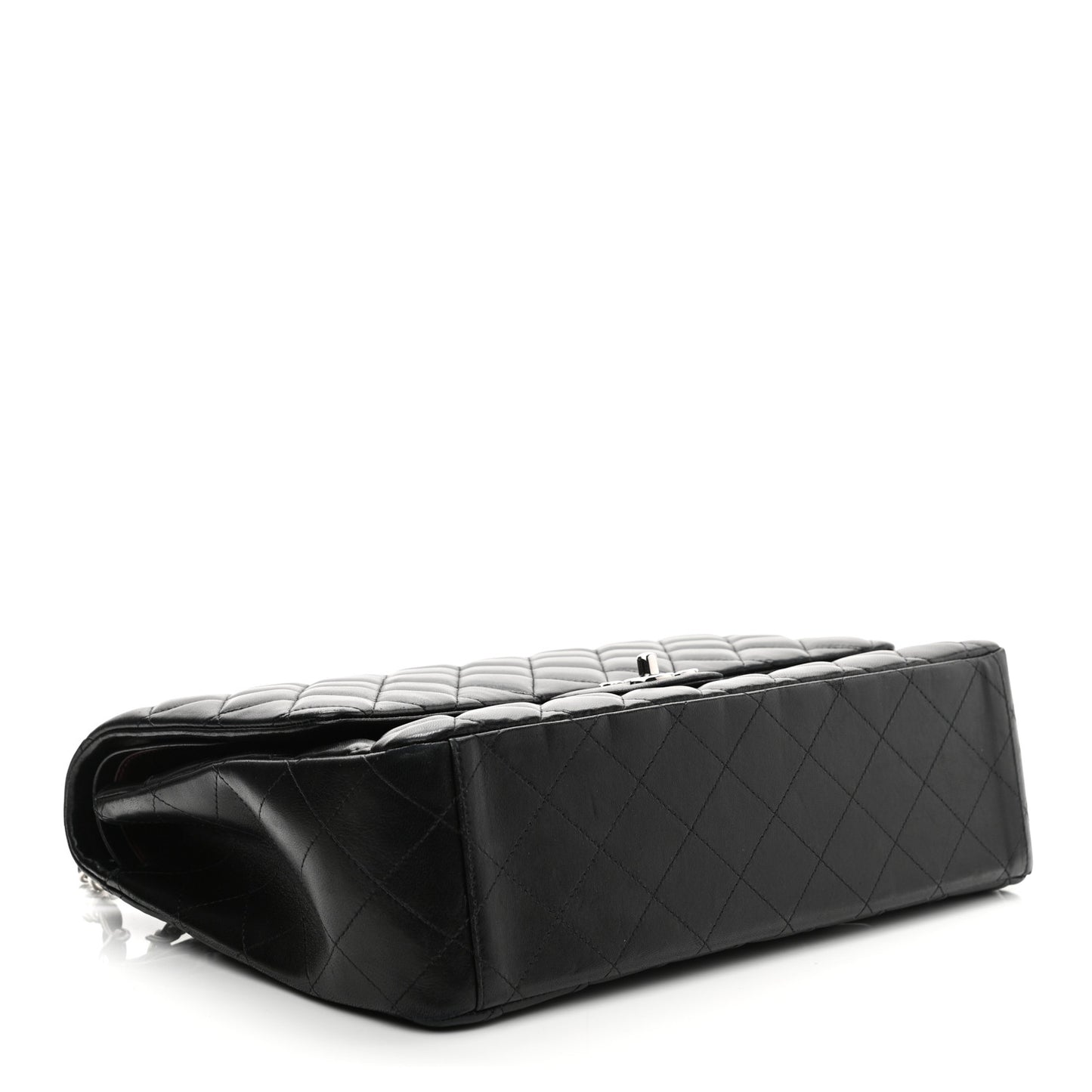 Lambskin Quilted Maxi Double Flap Black