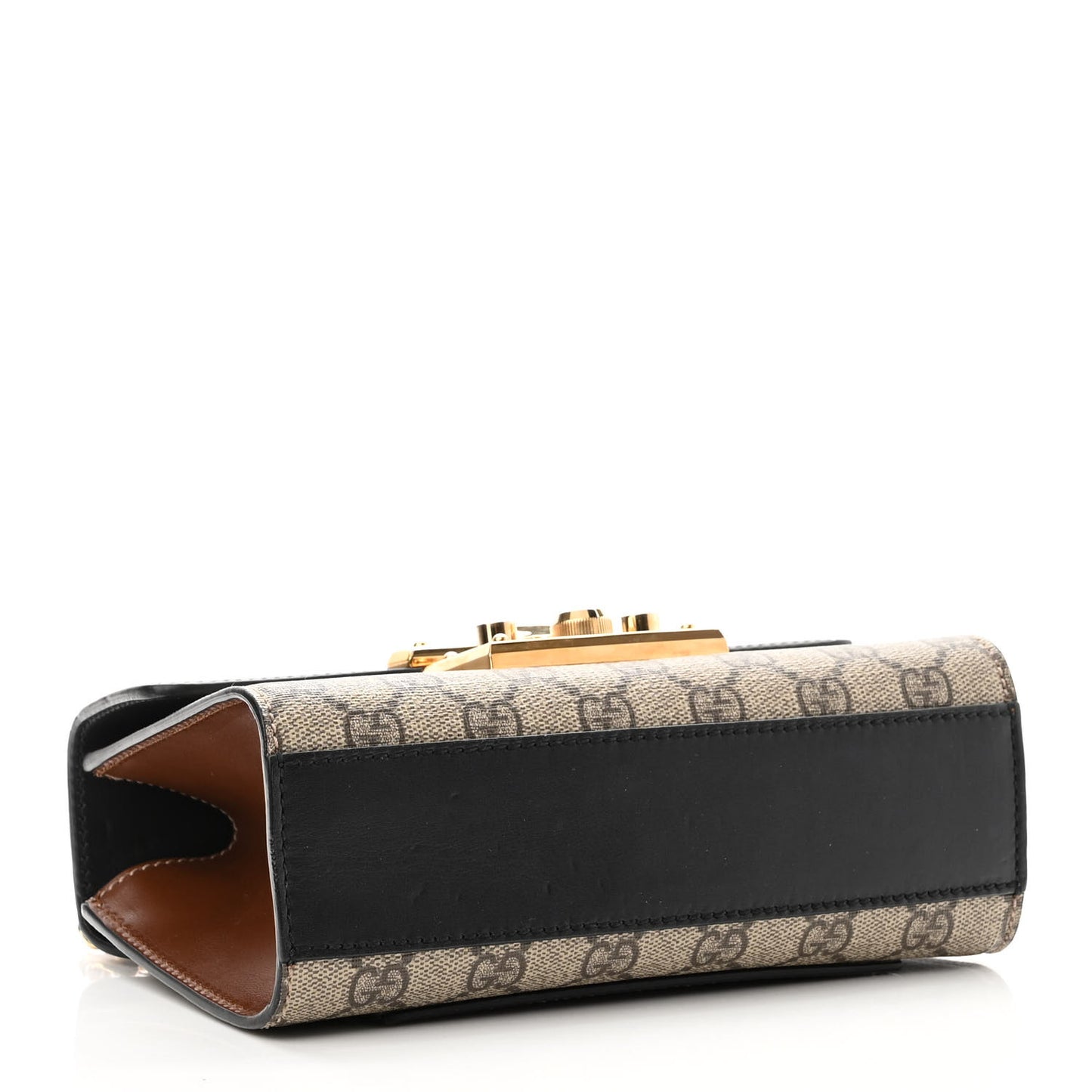 GG Supreme Monogram Calfskin Small Padlock Shoulder Bag Beige Black Cuir