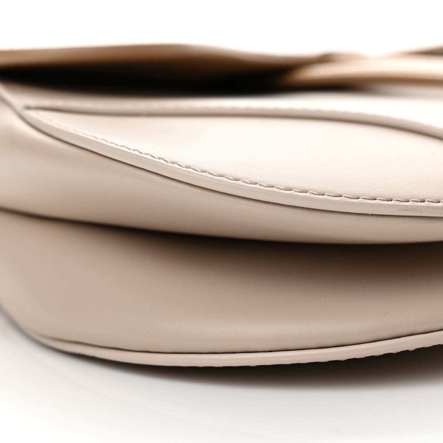 Supple Calfskin Two Tone Saddle Bag With Strap Biscuit Trench Beige