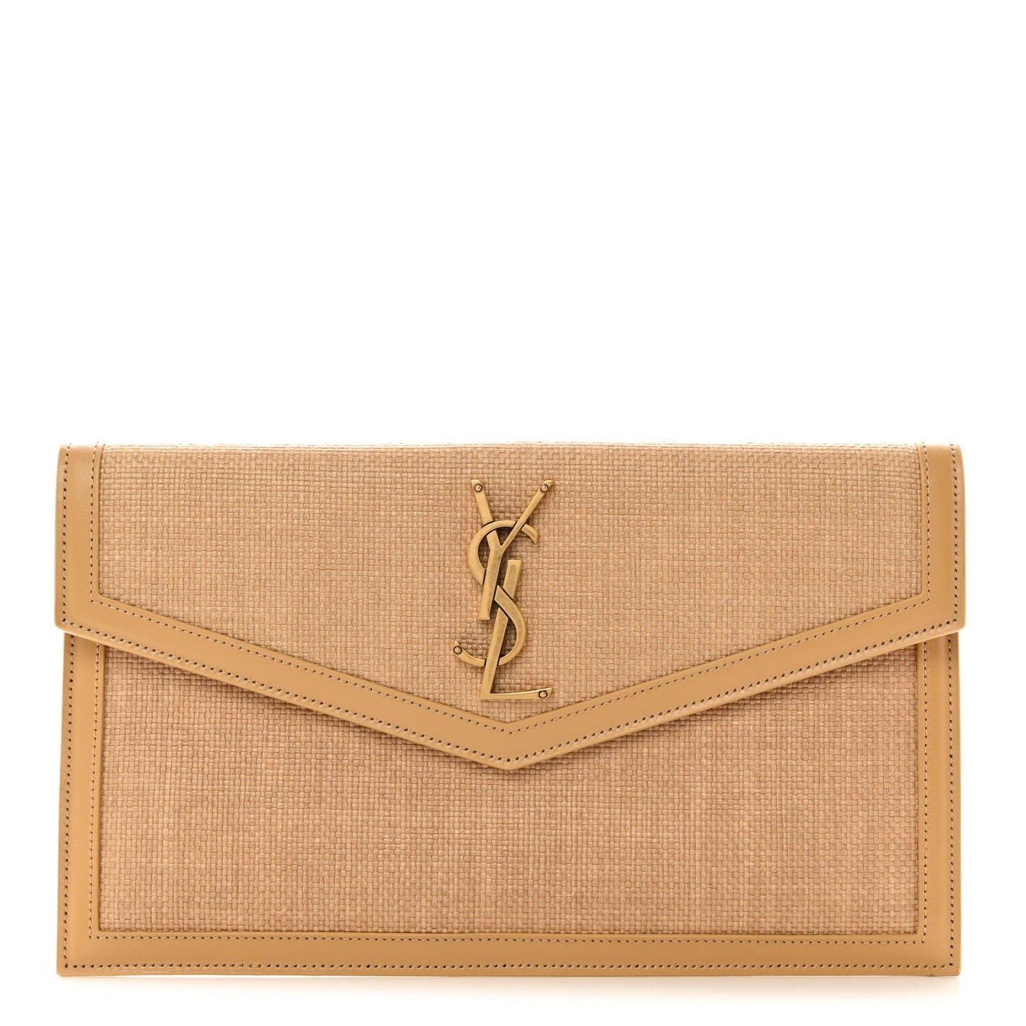 Micro Raffia Uptown Pouch Natural Hay Blush