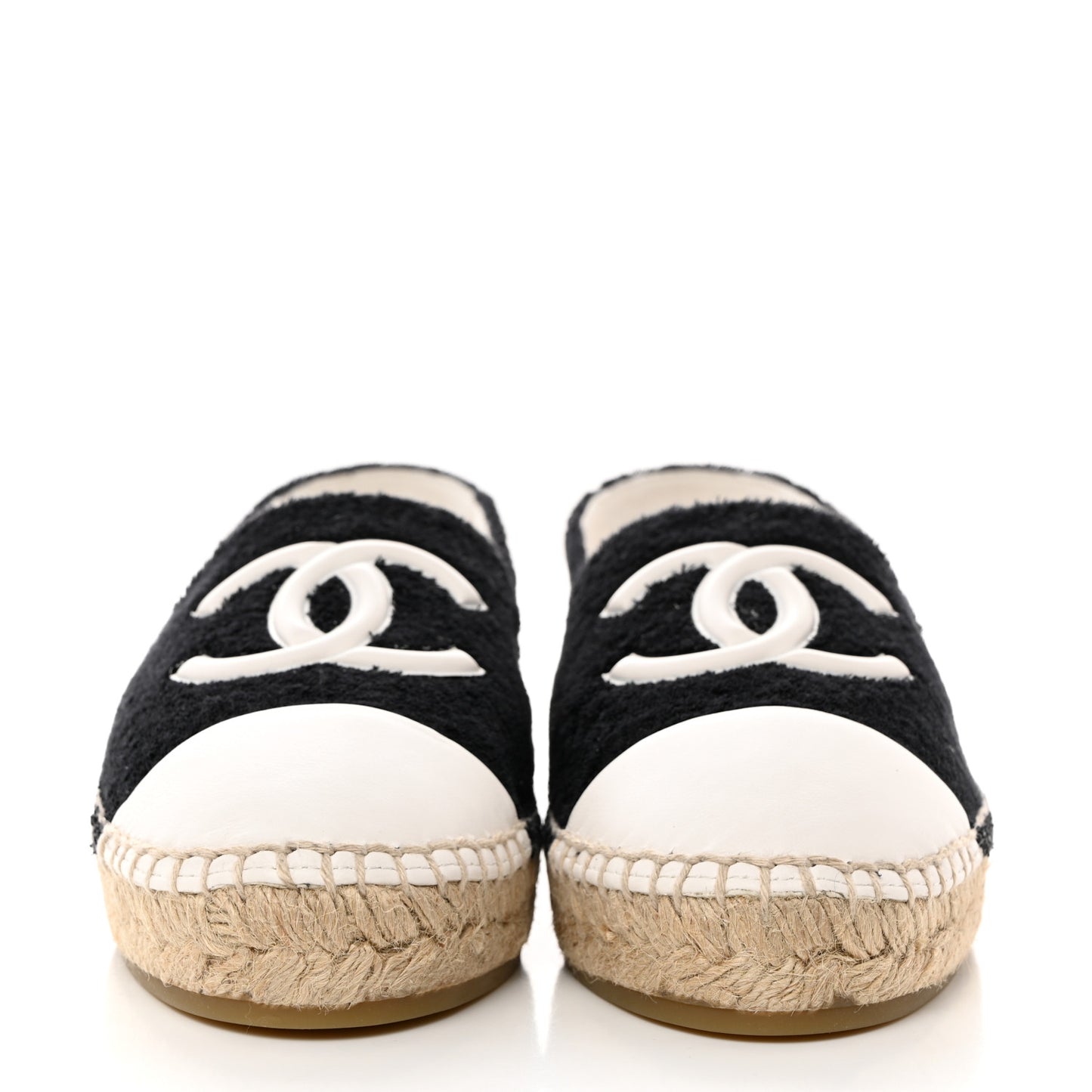 Cotton Lambskin CC Espadrilles 39 Black White