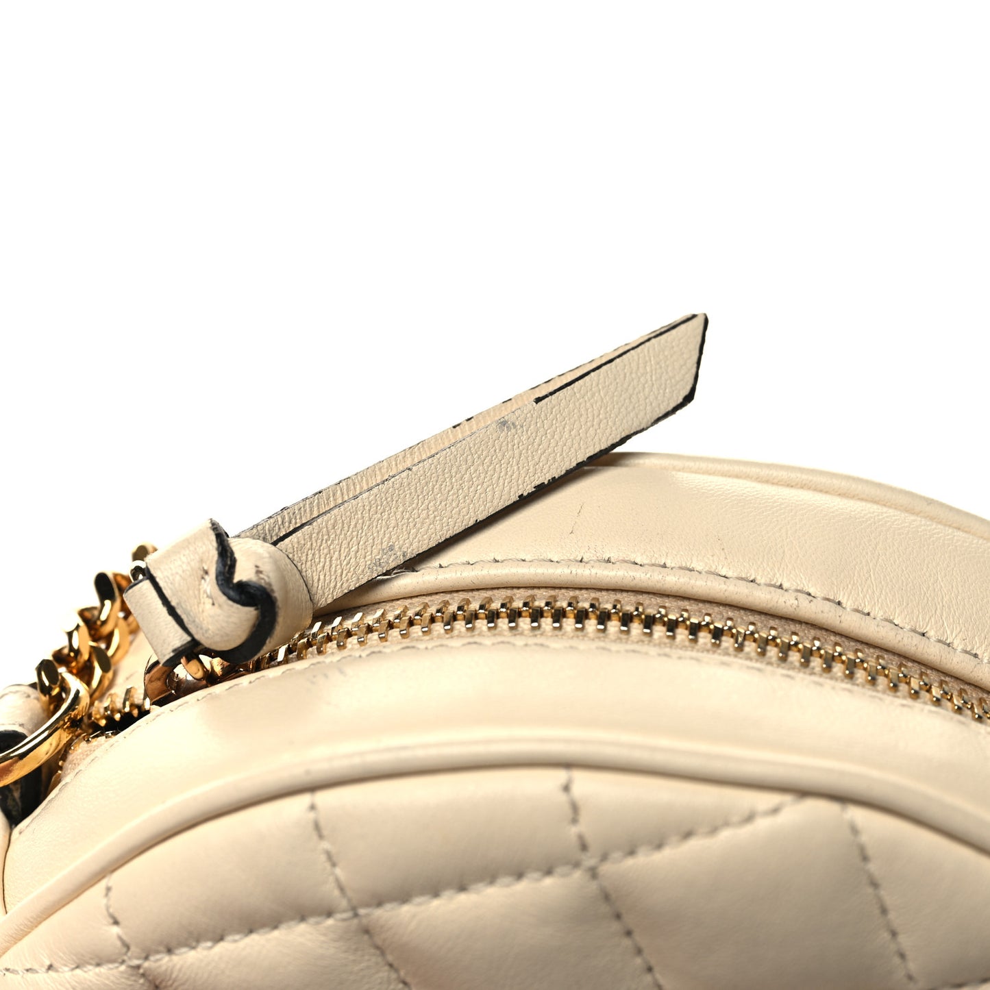 Nappa Quilted La Medusa Round Camera Bag White