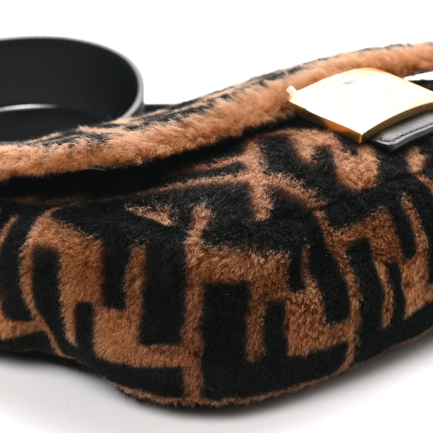 Shearling Vitello Dolce Macro FF 1974 Baguette Tobacco Black
