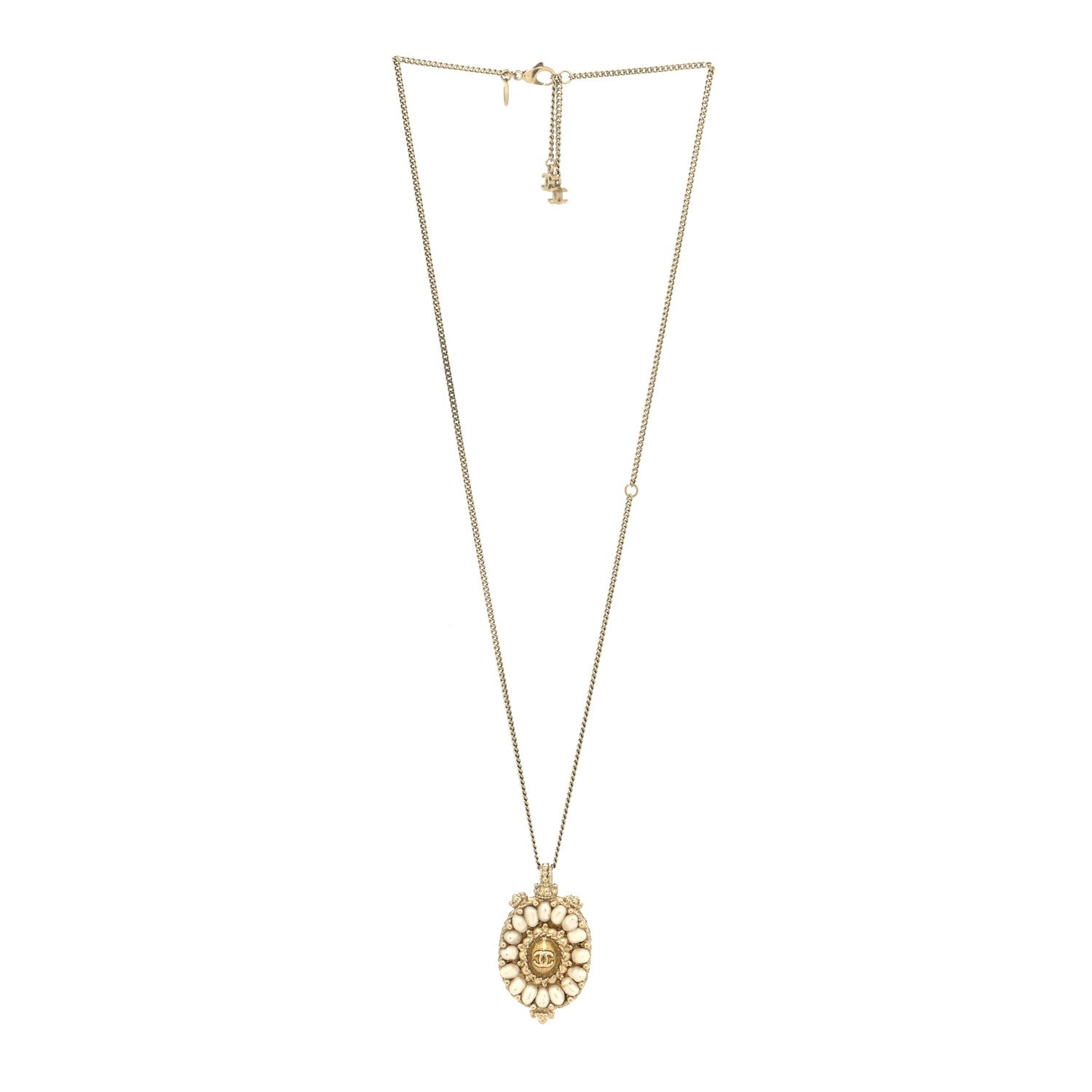 Chanel Metal Pearl Gripoix Necklace Gold 1 of 5