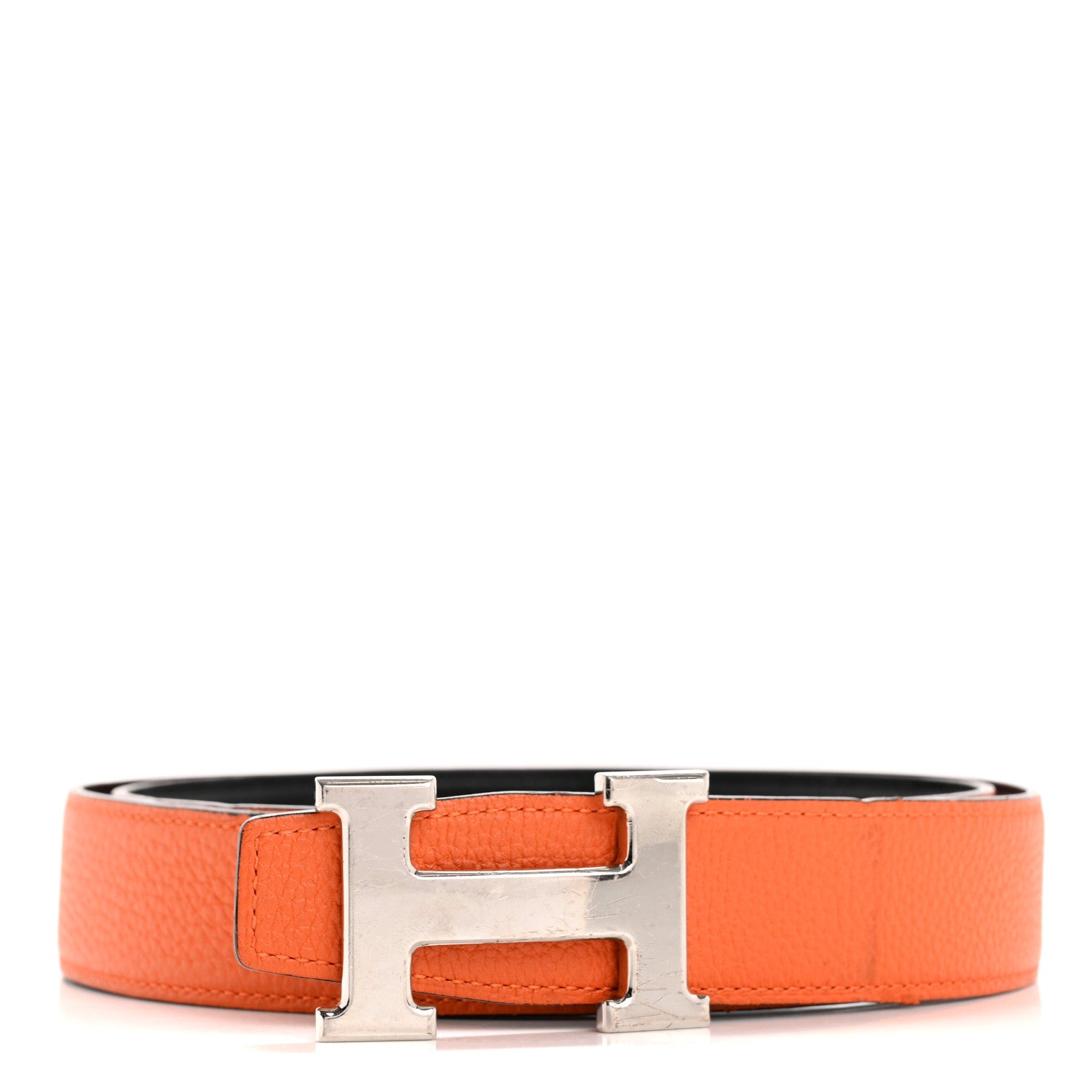Hermes Box Togo 32mm H Belt 90 36 Black Orange 1679448  display picture 2