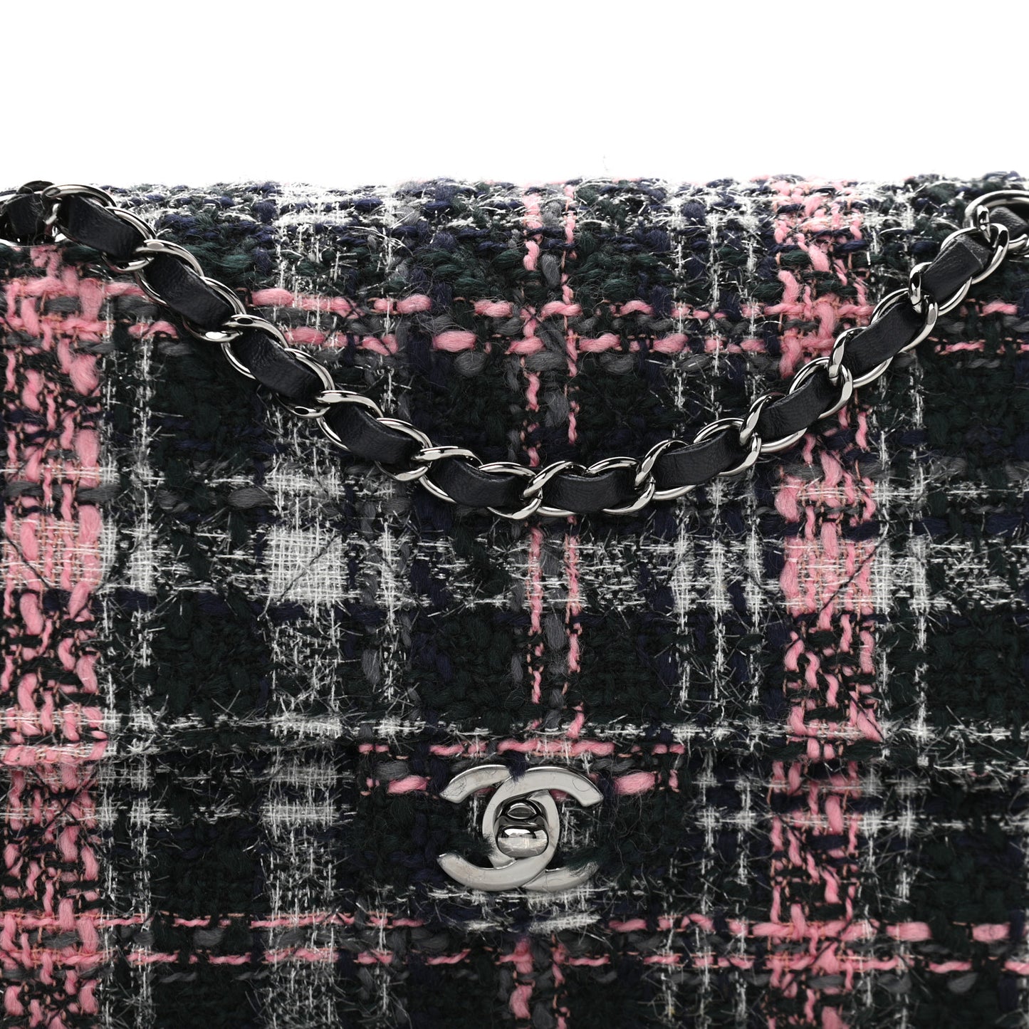 Tweed Quilted Medium Double Flap Multicolor