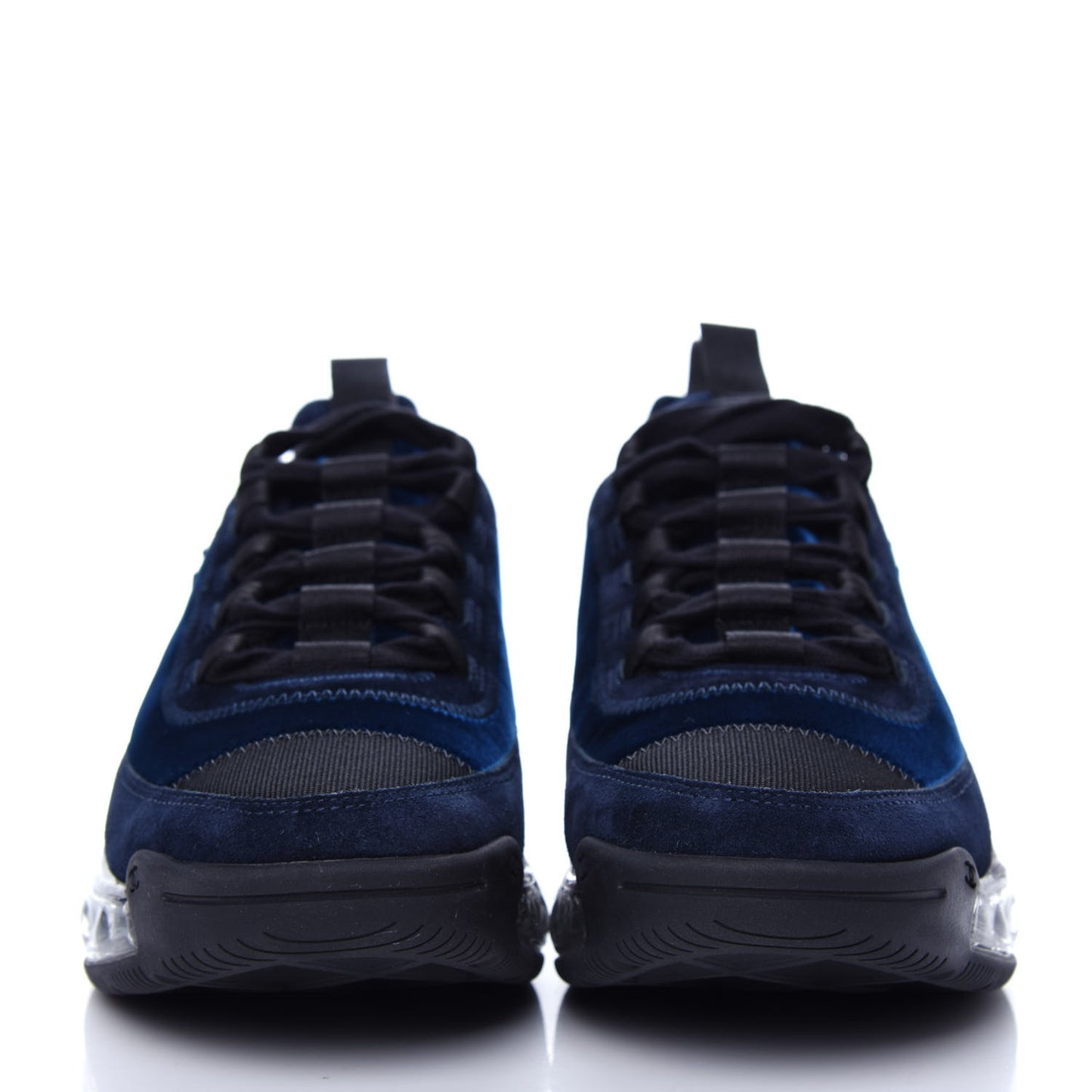 Suede Calfskin Velvet Grosgrain CC Sneakers 36.5 Navy Blue Black