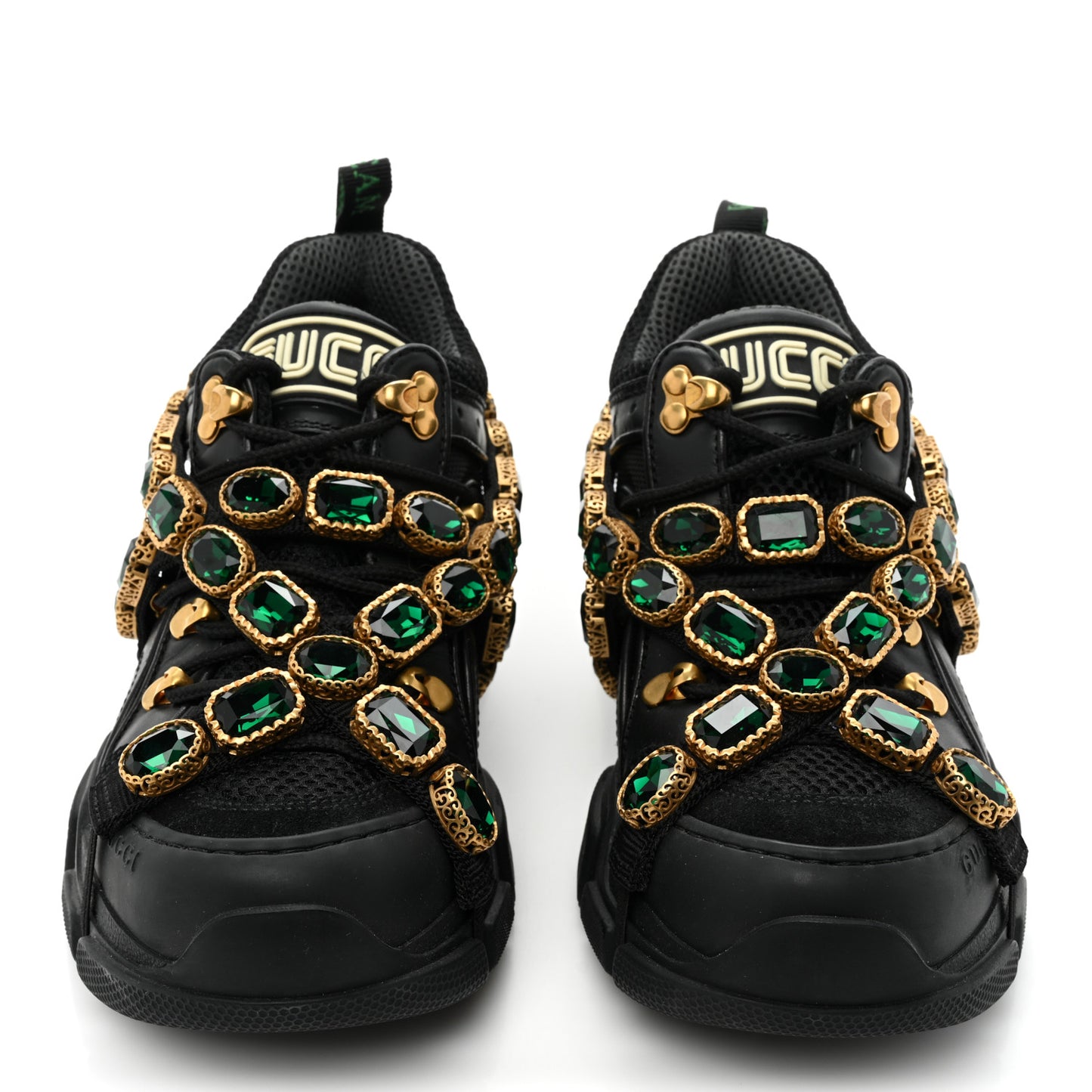 X SEGA Mesh Suede Calfskin Removable Crystals Mens Flashtrek Sneakers 36 Loess Black Olive Green