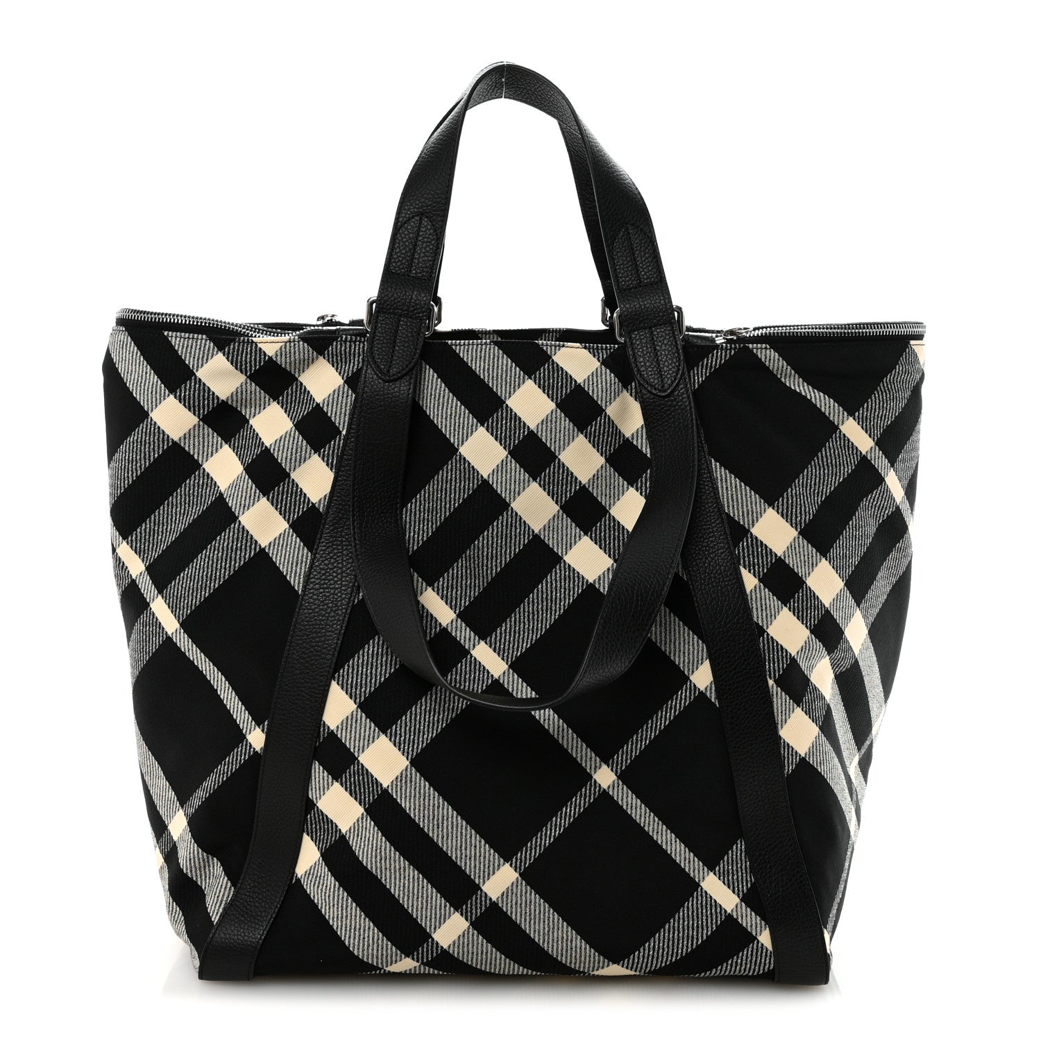 Burberry Jacquard Check Festival Tote Black White 1844160