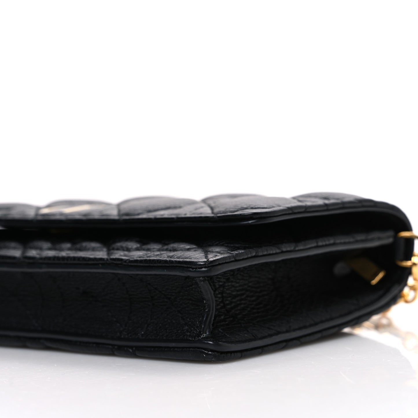 Supple Calfskin Caro Pouch with Chain Black
