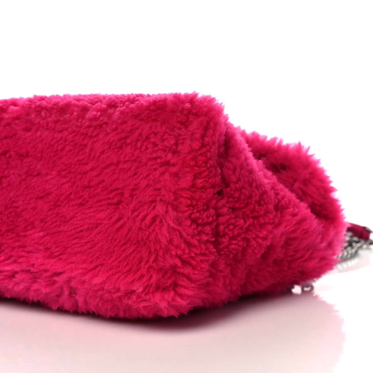 Merino Shearling Lambskin Quilted Small Loulou Puffer Monogram Chain Satchel Fuchsia