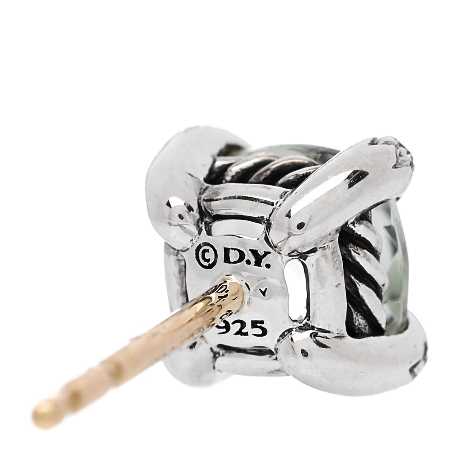 Sterling Silver Diamond Prasiolite 6mm Chatelaine Earrings