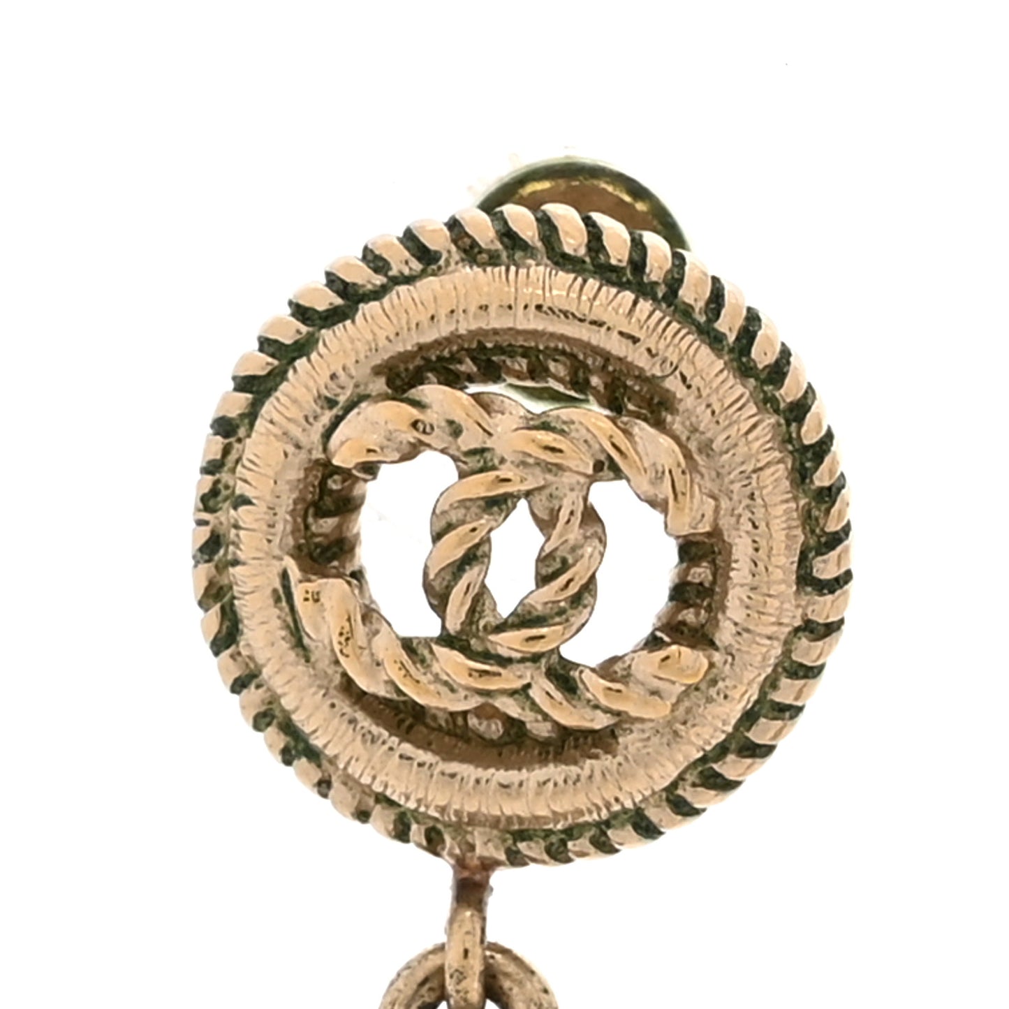 Chain CC Drop Earrings Gold