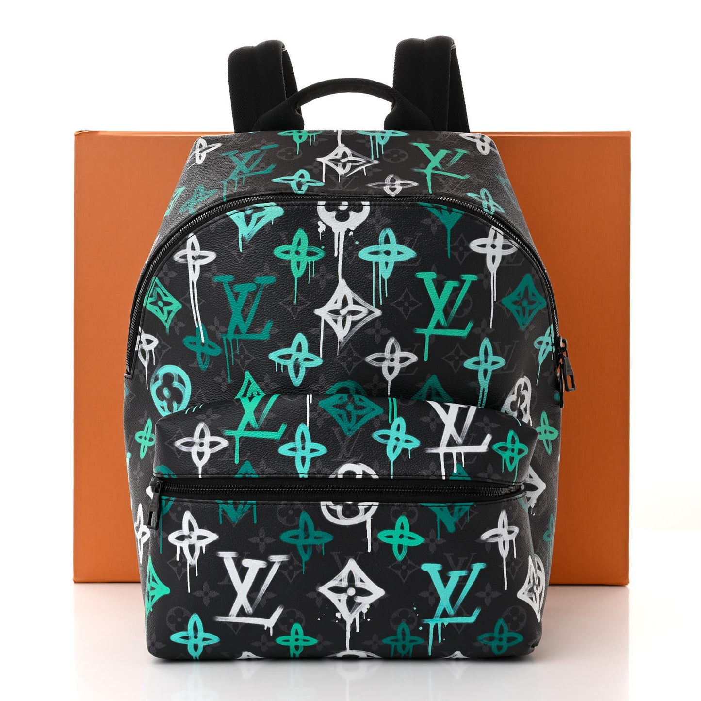 Monogram Eclipse LV Graffiti Discovery Backpack Green Lights