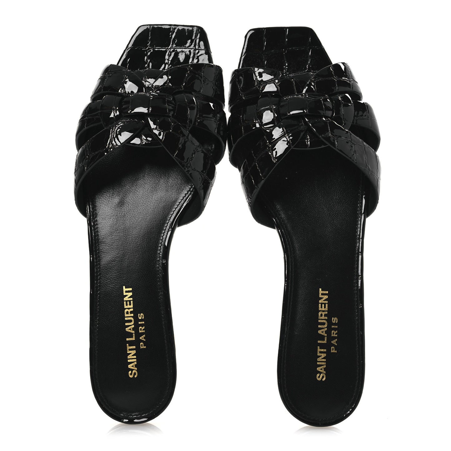 Patent Croc Embossed Tribute 05 Slide Sandals 37.5 Black