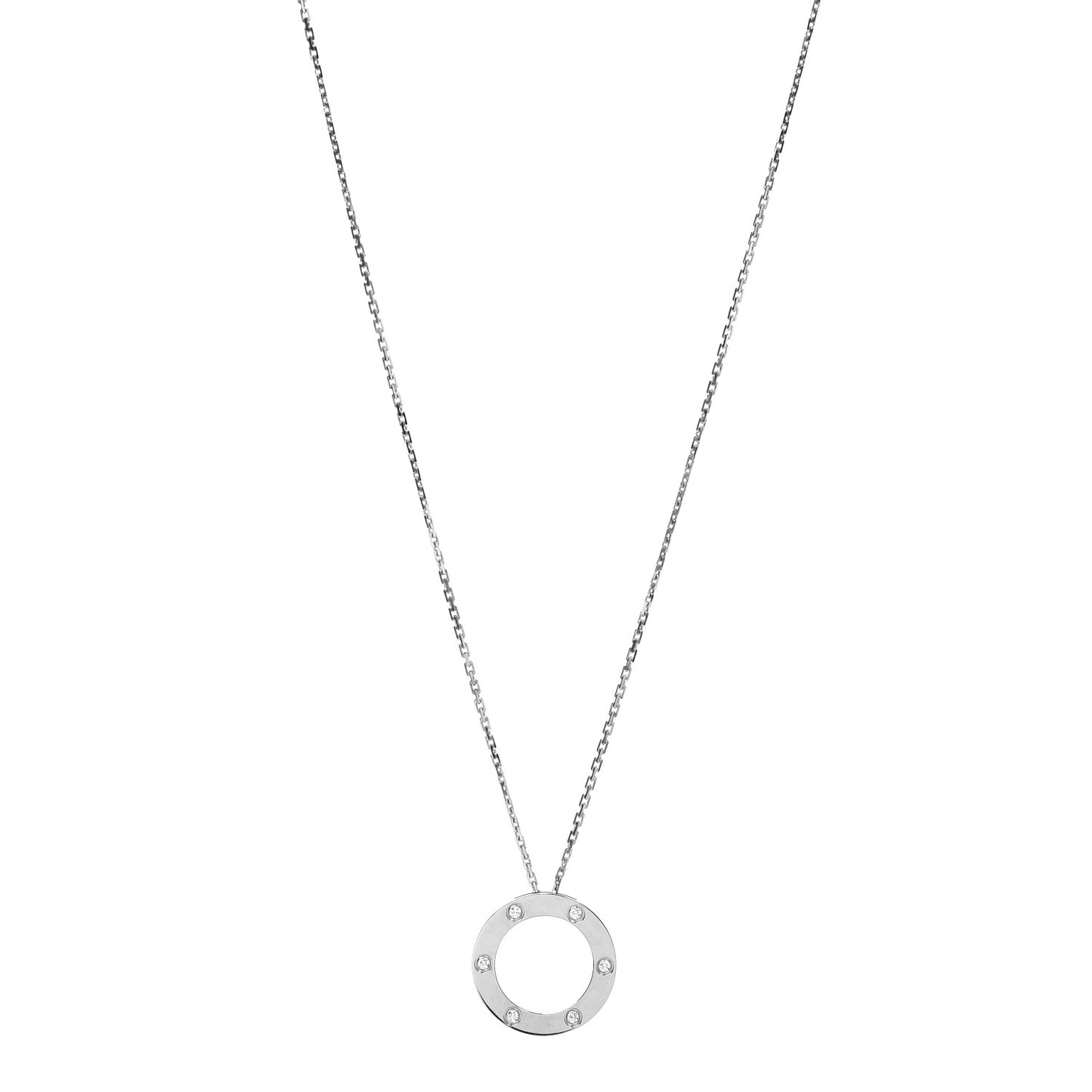 18K White Gold 6 Diamonds LOVE Pendant Necklace
