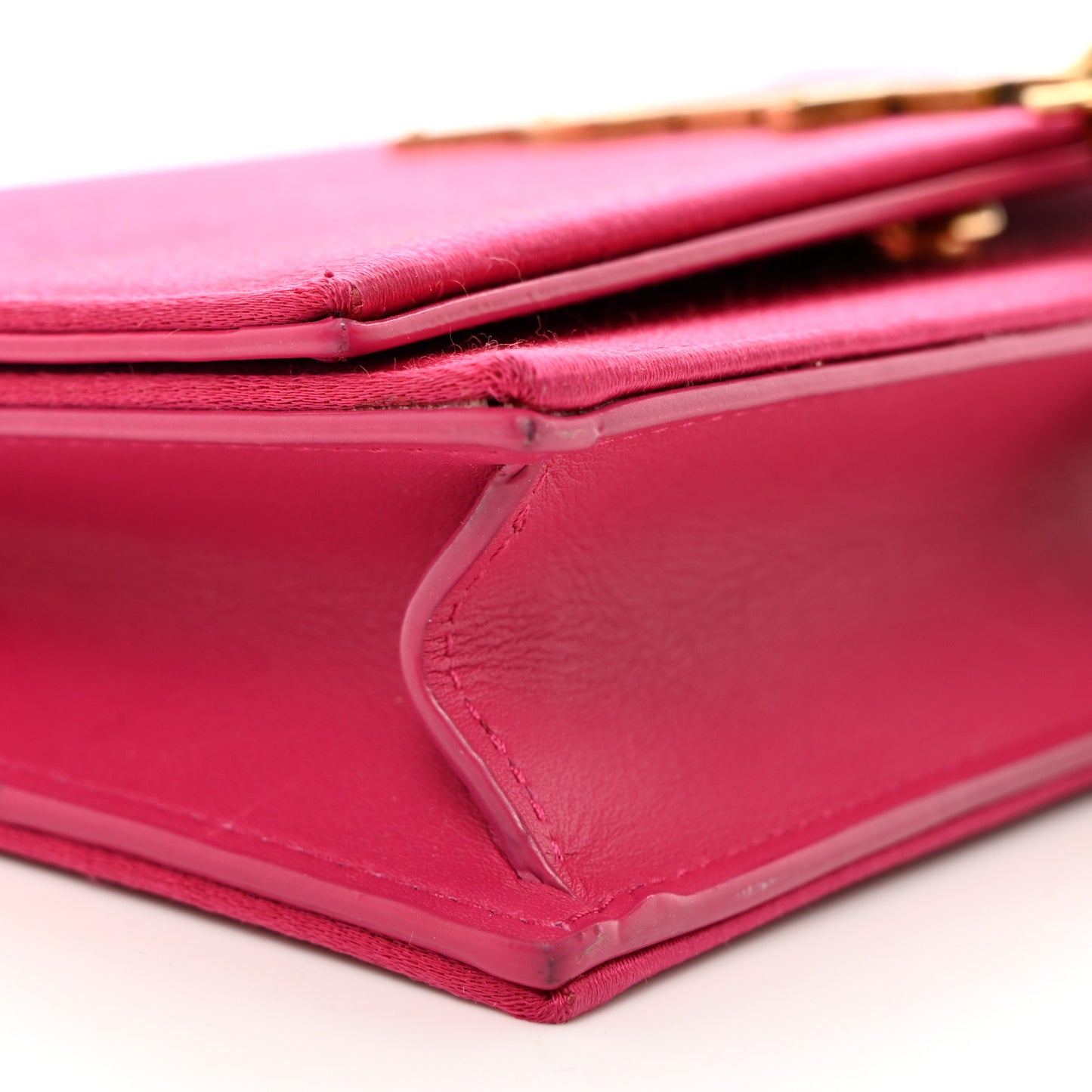 Satin Woven Monogram Kate Tassel Chain Wallet Guava Pink