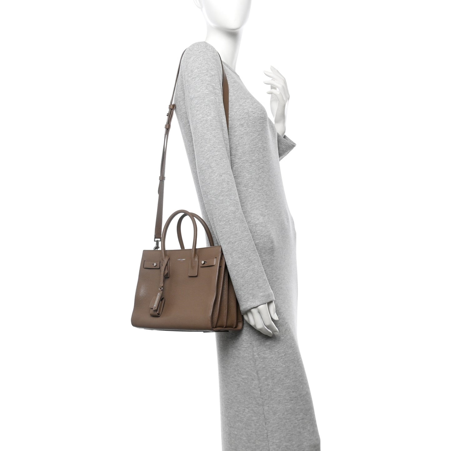 Grained Calfskin Baby Sac De Jour Souple Dark Beige