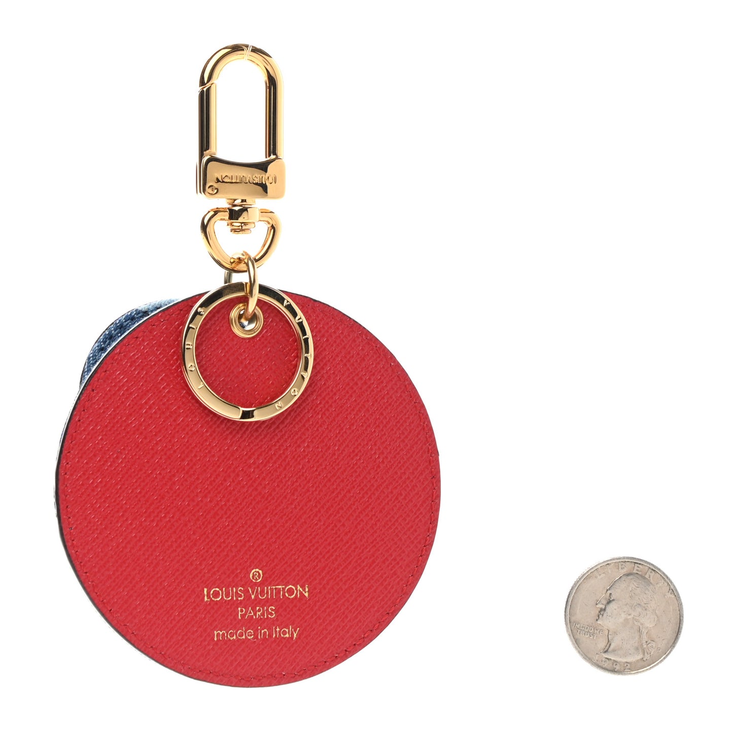 Denim Damier Monogram Patchwork Bag Charm Key Holder