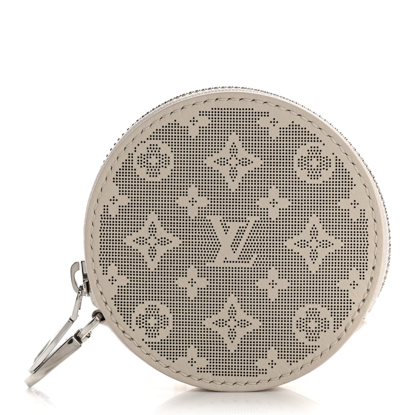 Perforated Mahina Round Coin Purse Gris