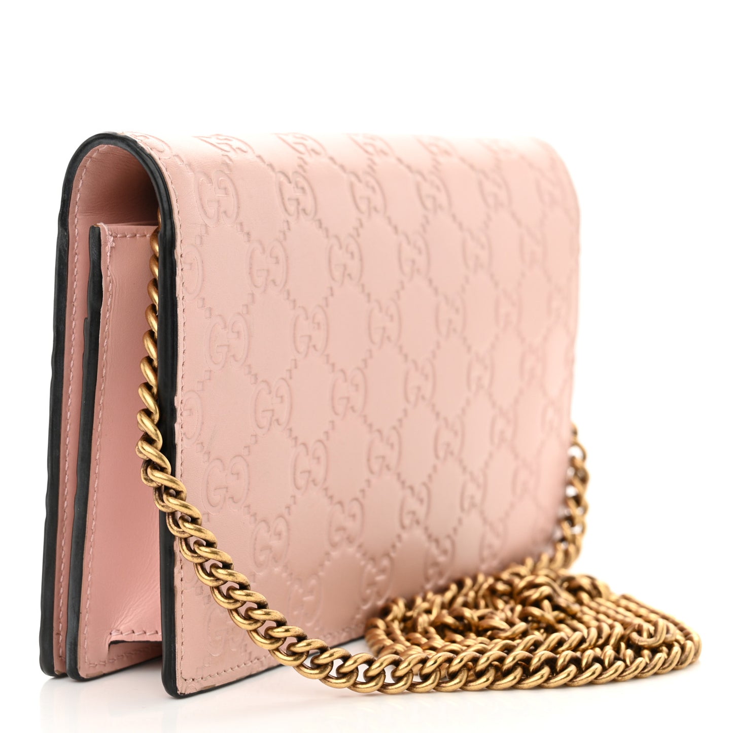 Guccissima Signature Crystal Cat Chain Wallet Light Candy Pink