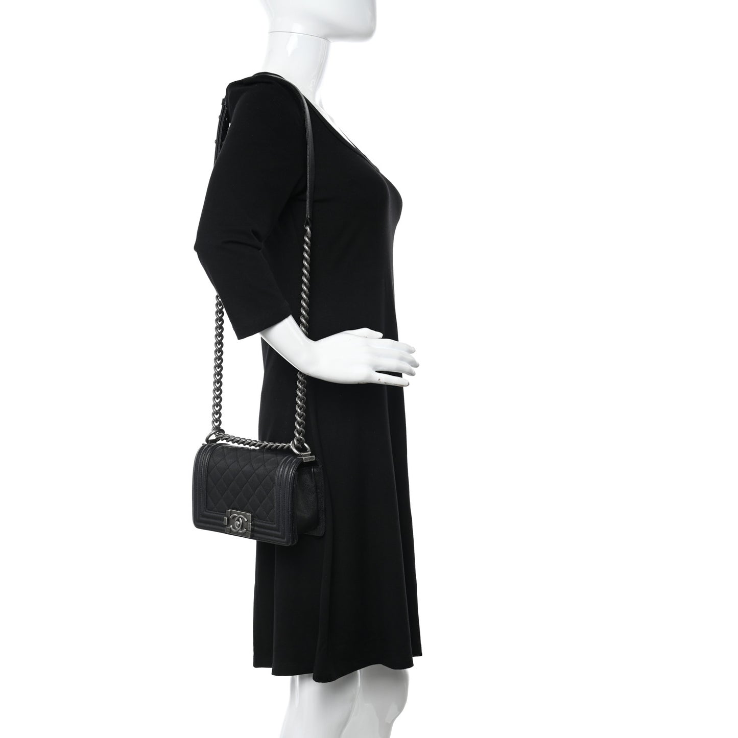 Caviar Quilted Small Boy Flap Black