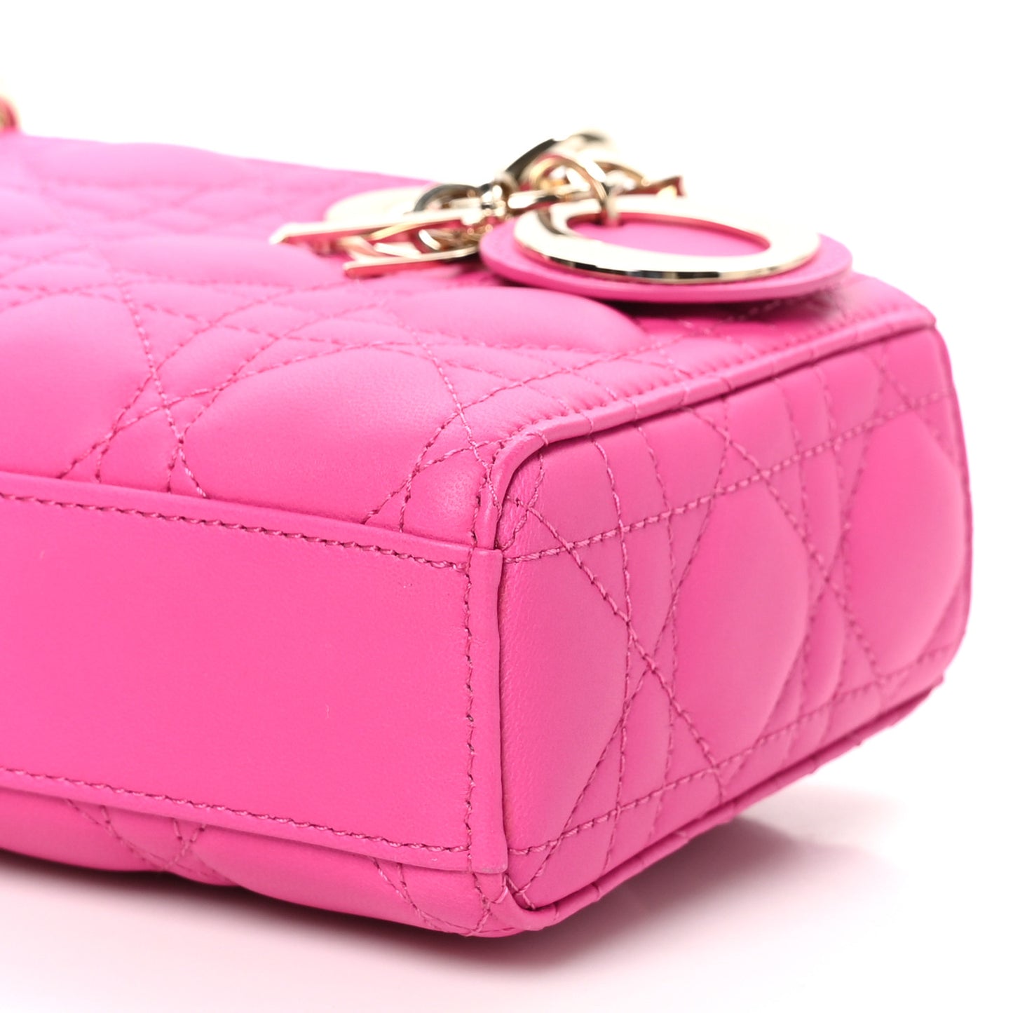 Lambskin Cannage Small Lady D-Joy Fuchsia