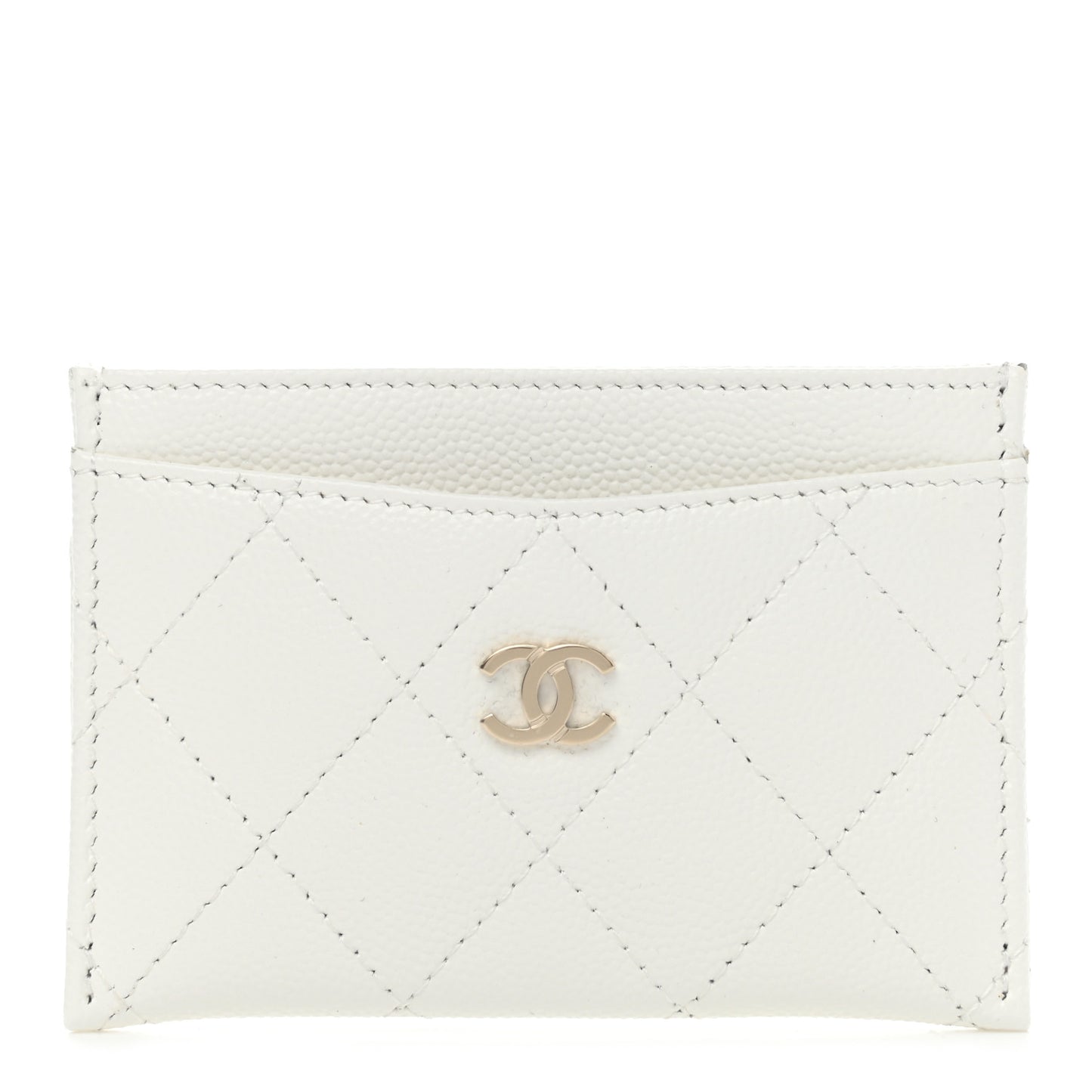 Caviar Quilted Card Holder White