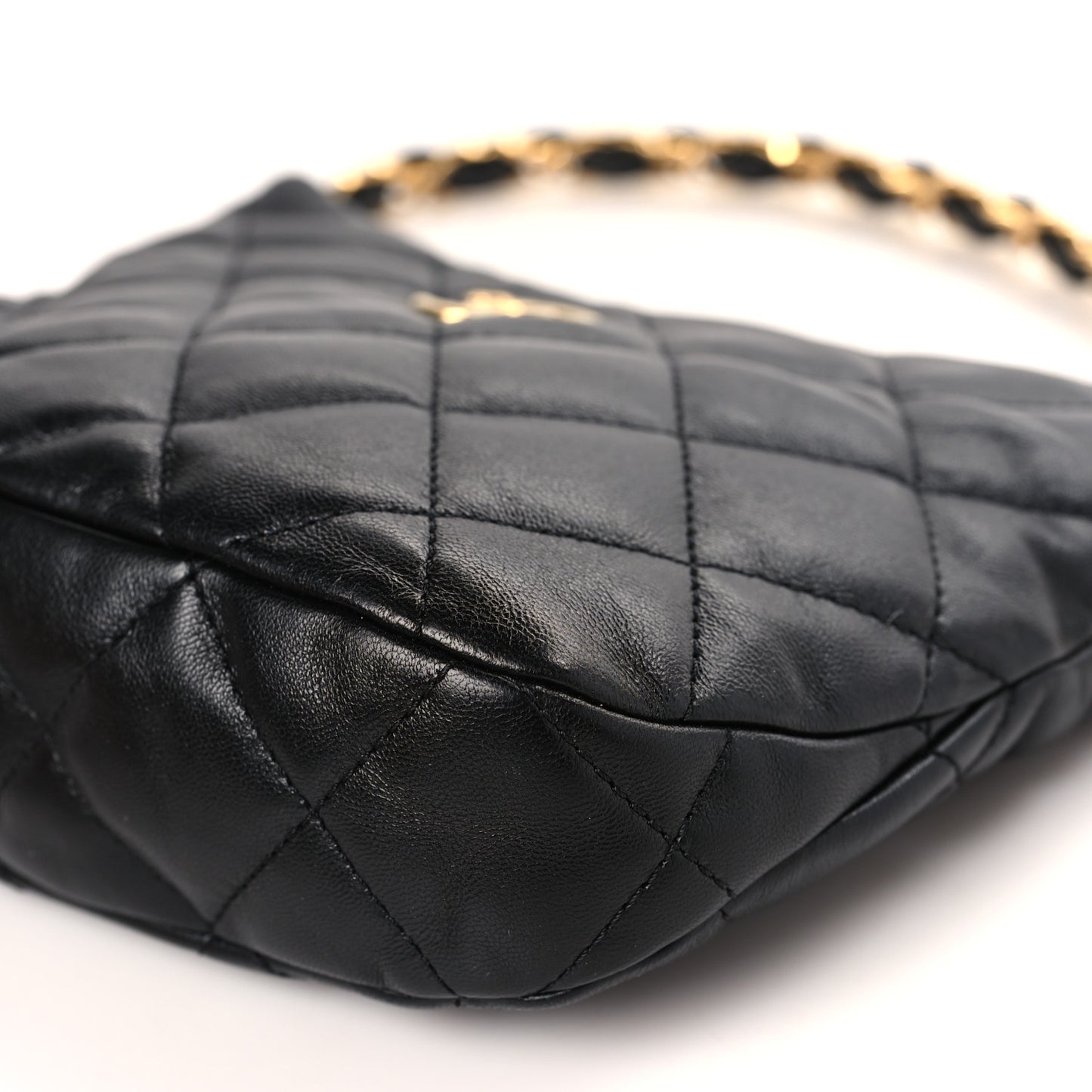 Lambskin Quilted CC Links Hobo Black