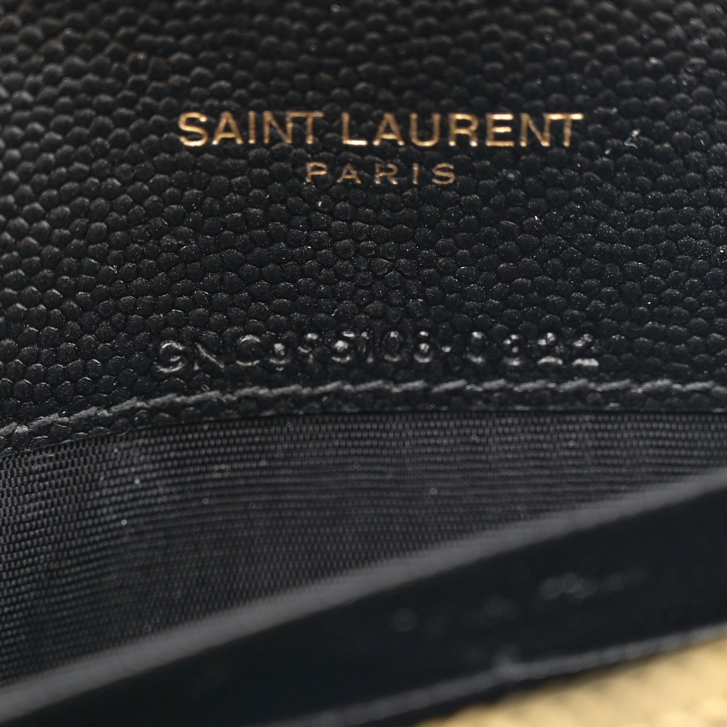 Saint Laurent Grain De Poudre Matelasse Chevron Monogram Envelope Chain Wallet Black 6 of 9