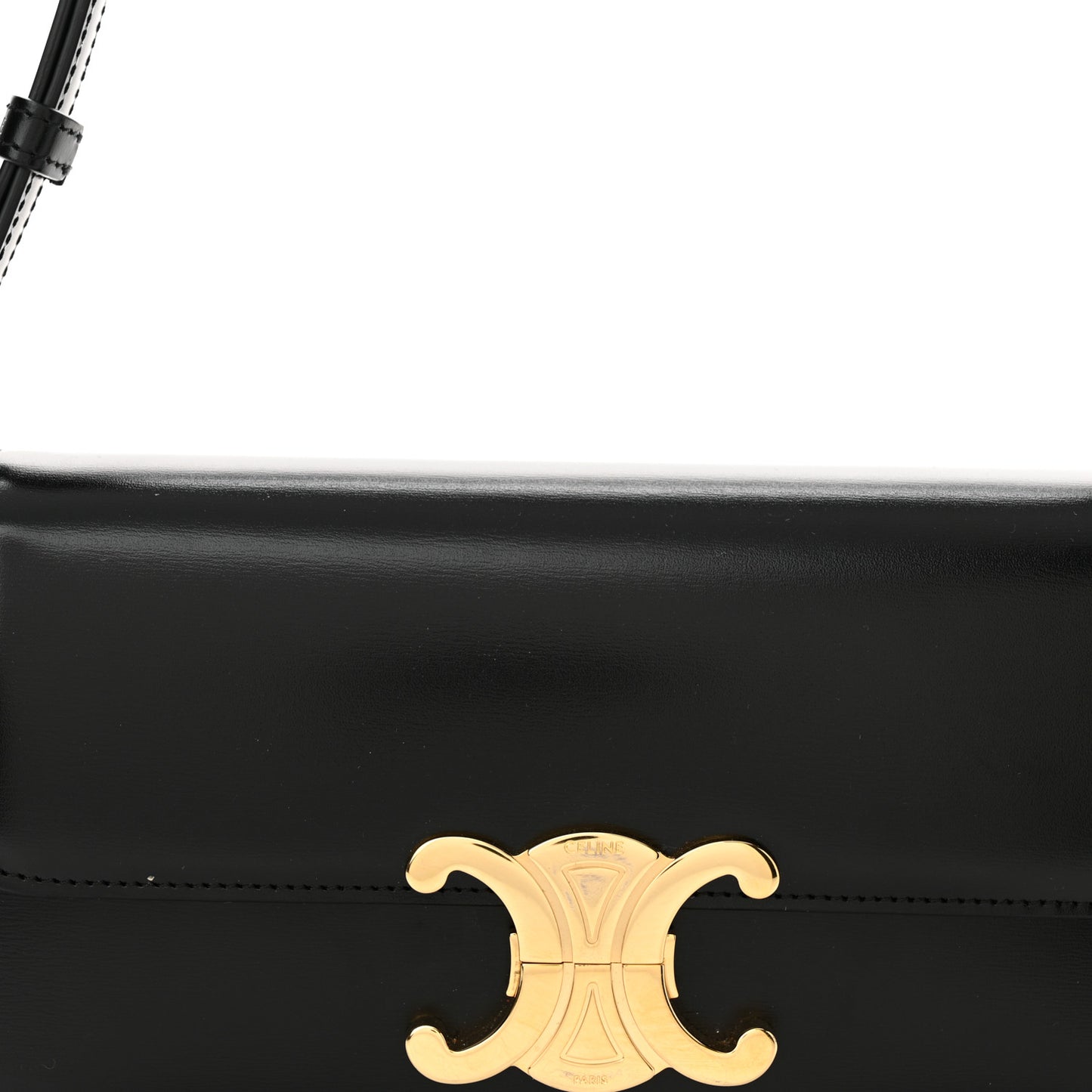 Shiny Calfskin Triomphe Shoulder Bag Black