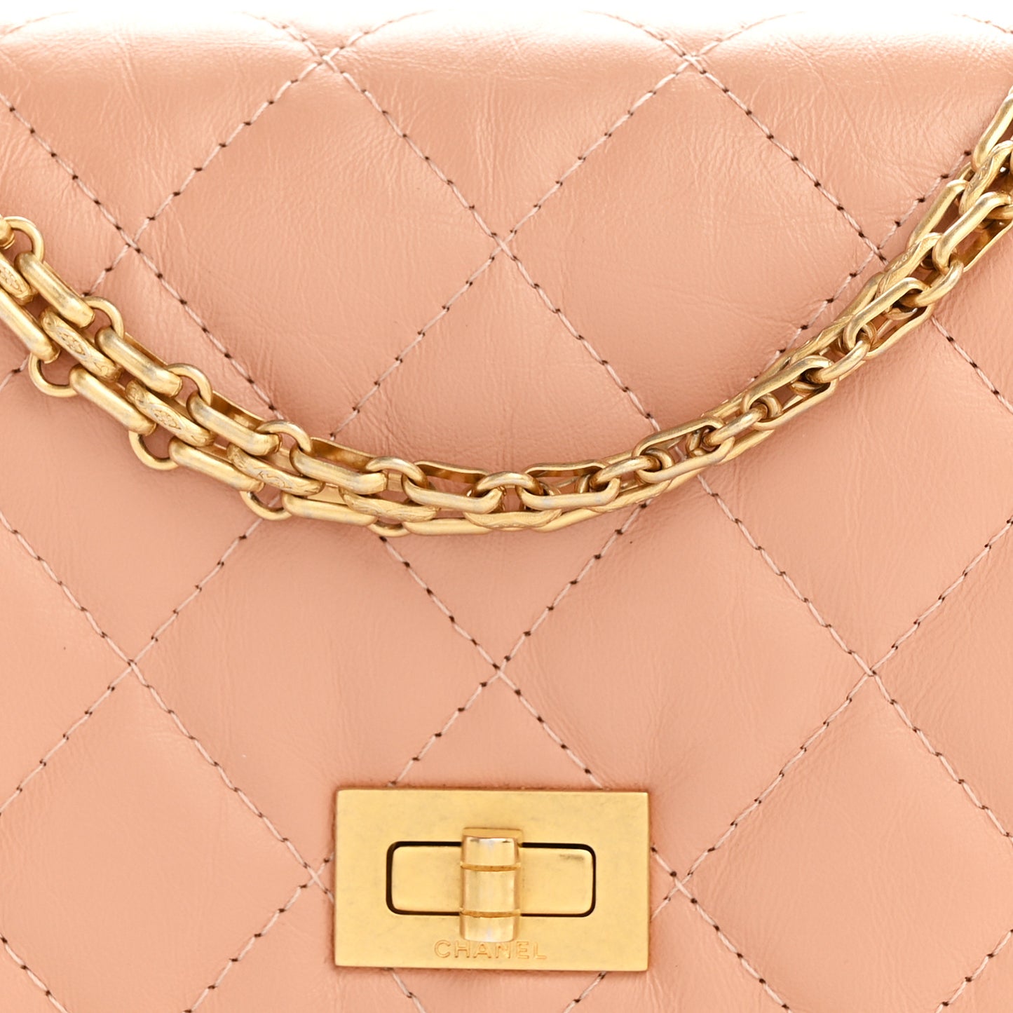 Aged Calfskin Quilted Reissue Wallet On Chain WOC Beige