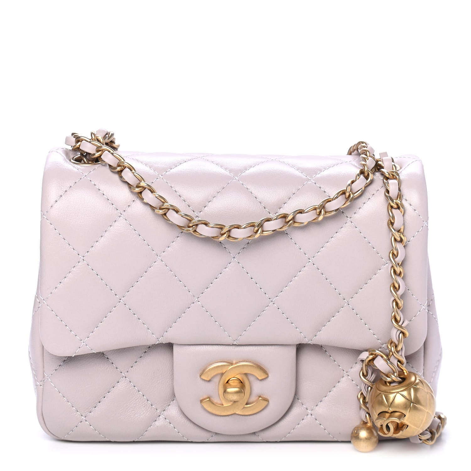 Chanel Lambskin Quilted Mini Pearl Crush Flap Light Purple 822971