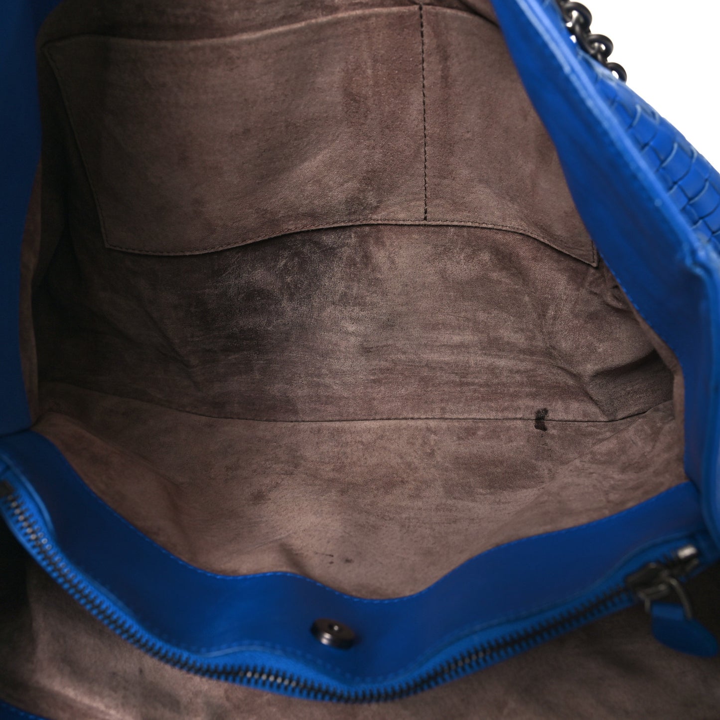 Nappa Intrecciato Large Classic Chain Strap Tote Signal Blue