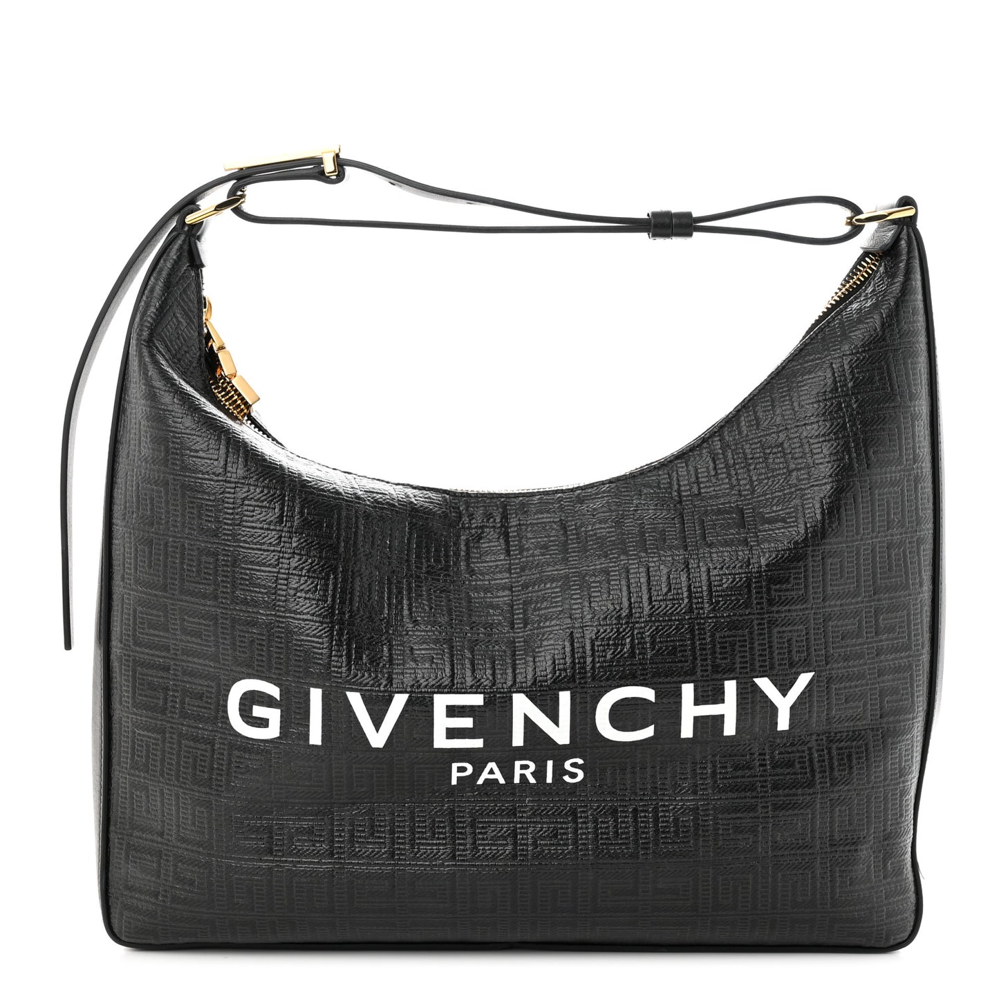 Coated Canvas Logo 4G Embossed Medium Moon Cut Out Shoulder Bag Black