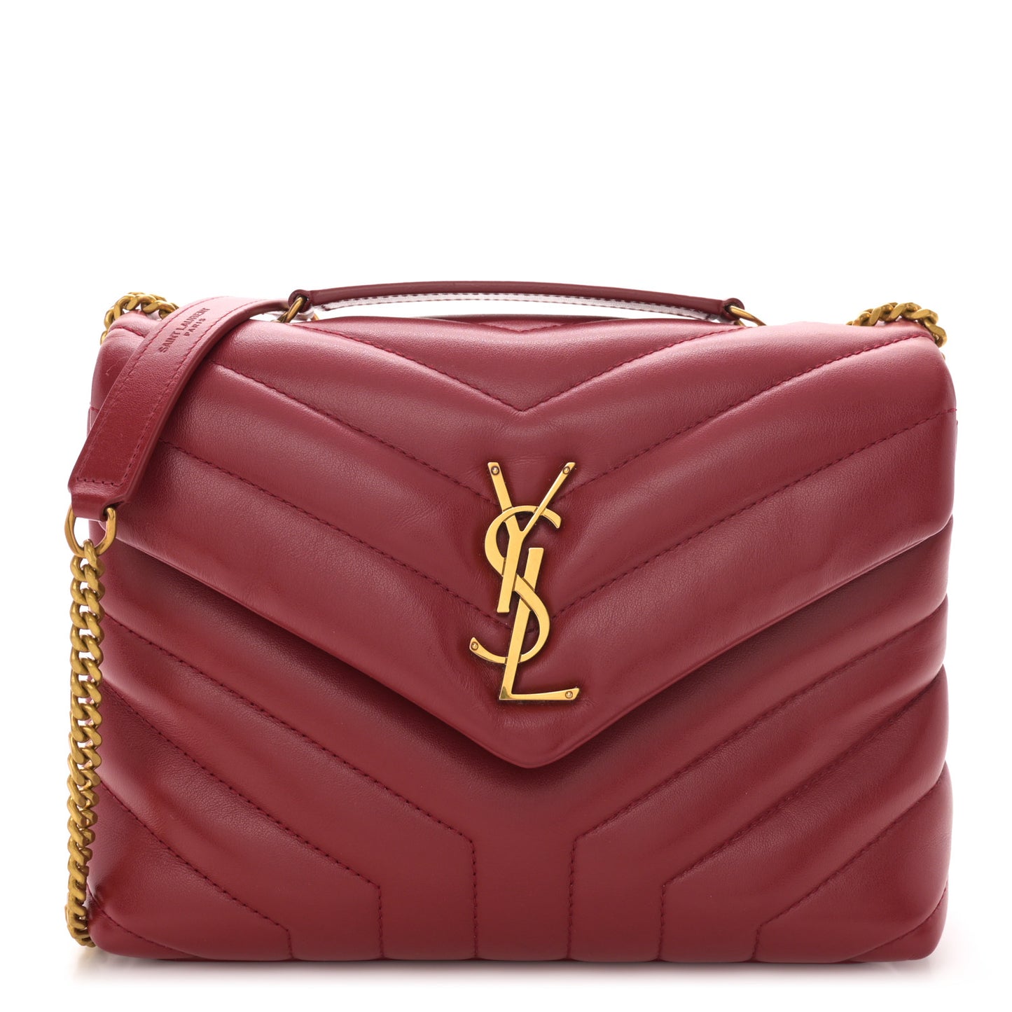Calfskin Y Quilted Monogram Small Loulou Chain Satchel Red